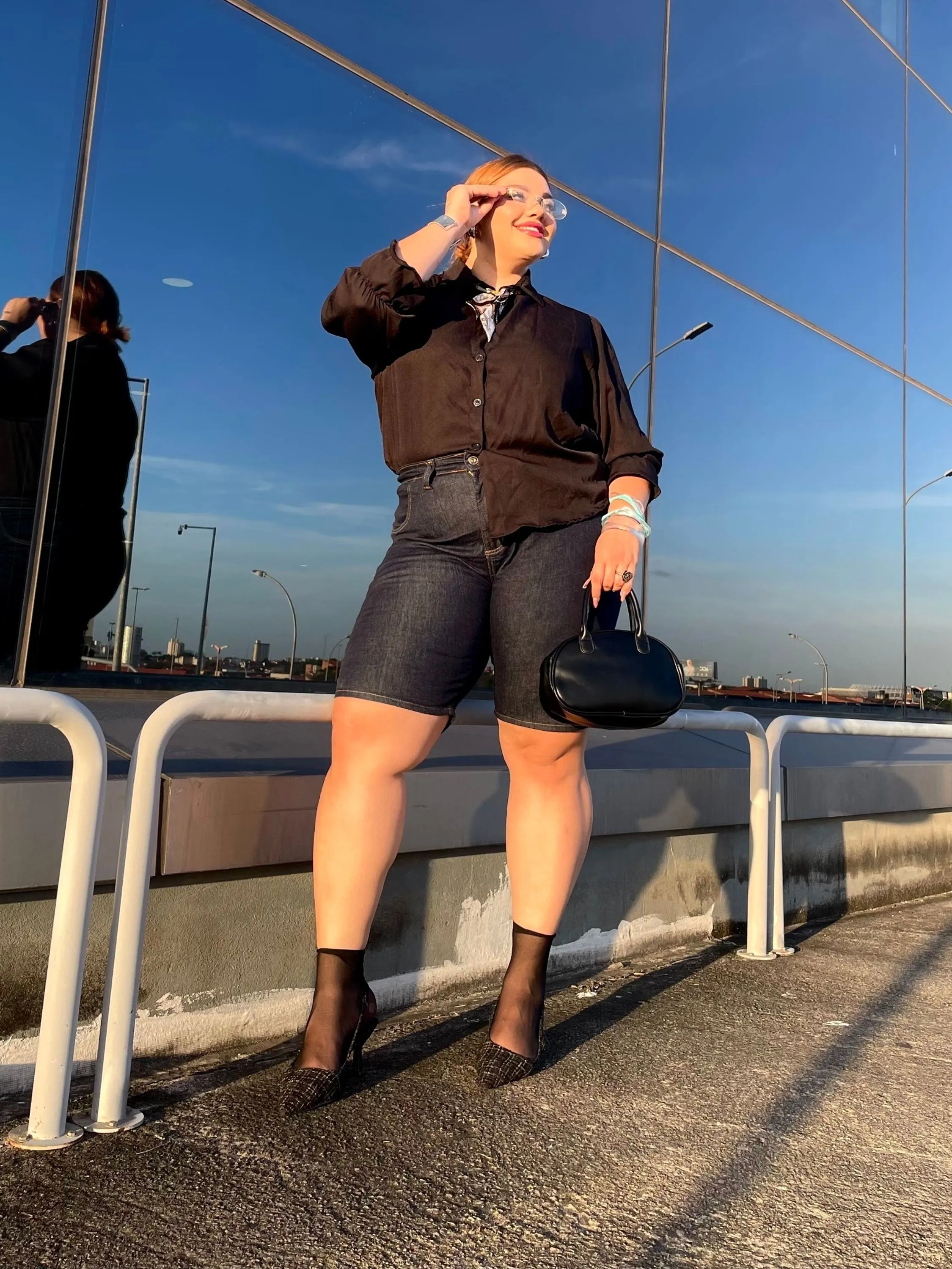 Pedal Jeans azul Básico Plus Size REF 2386