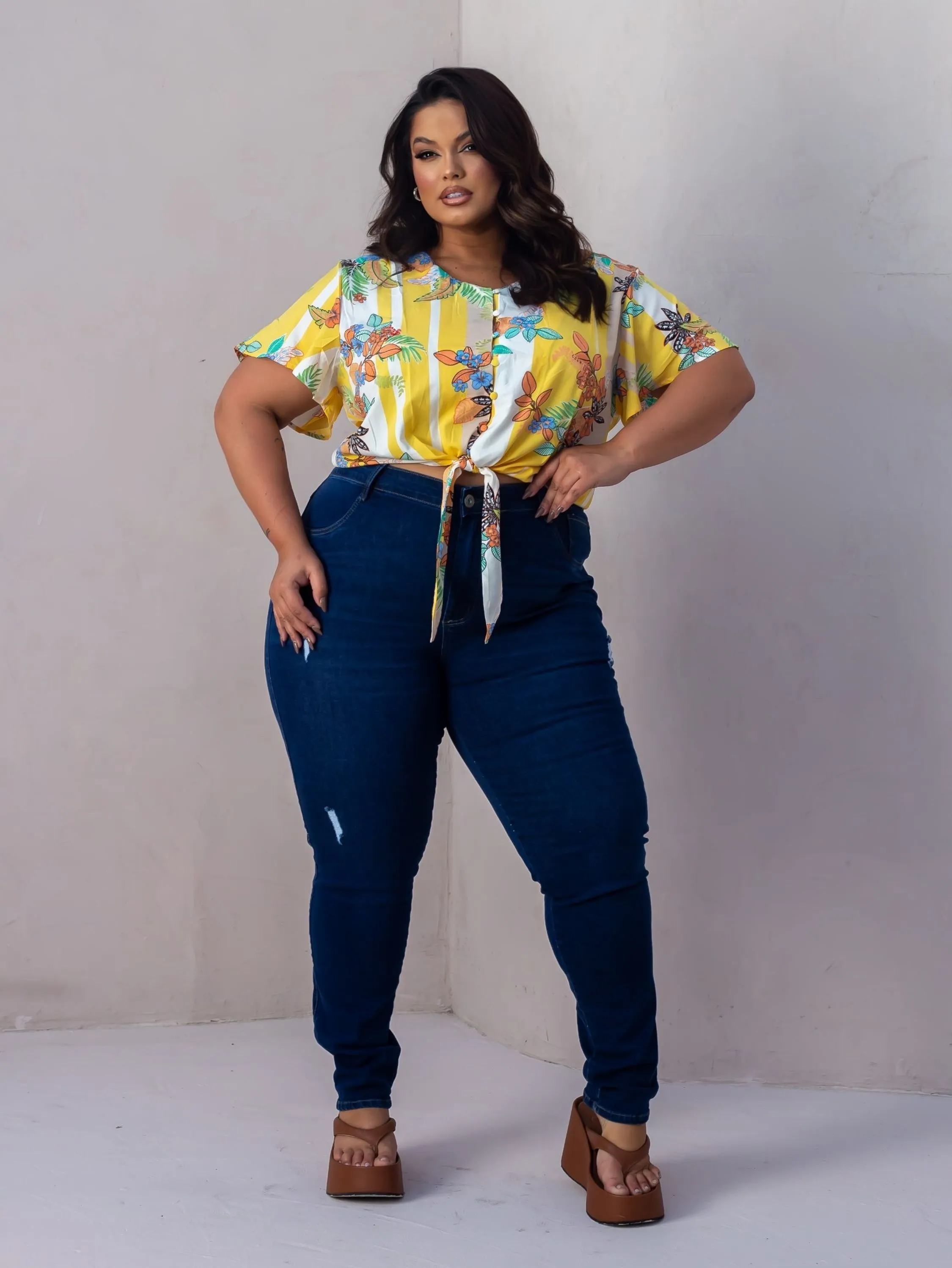 Calça jeans com elastano plus size REF 2331