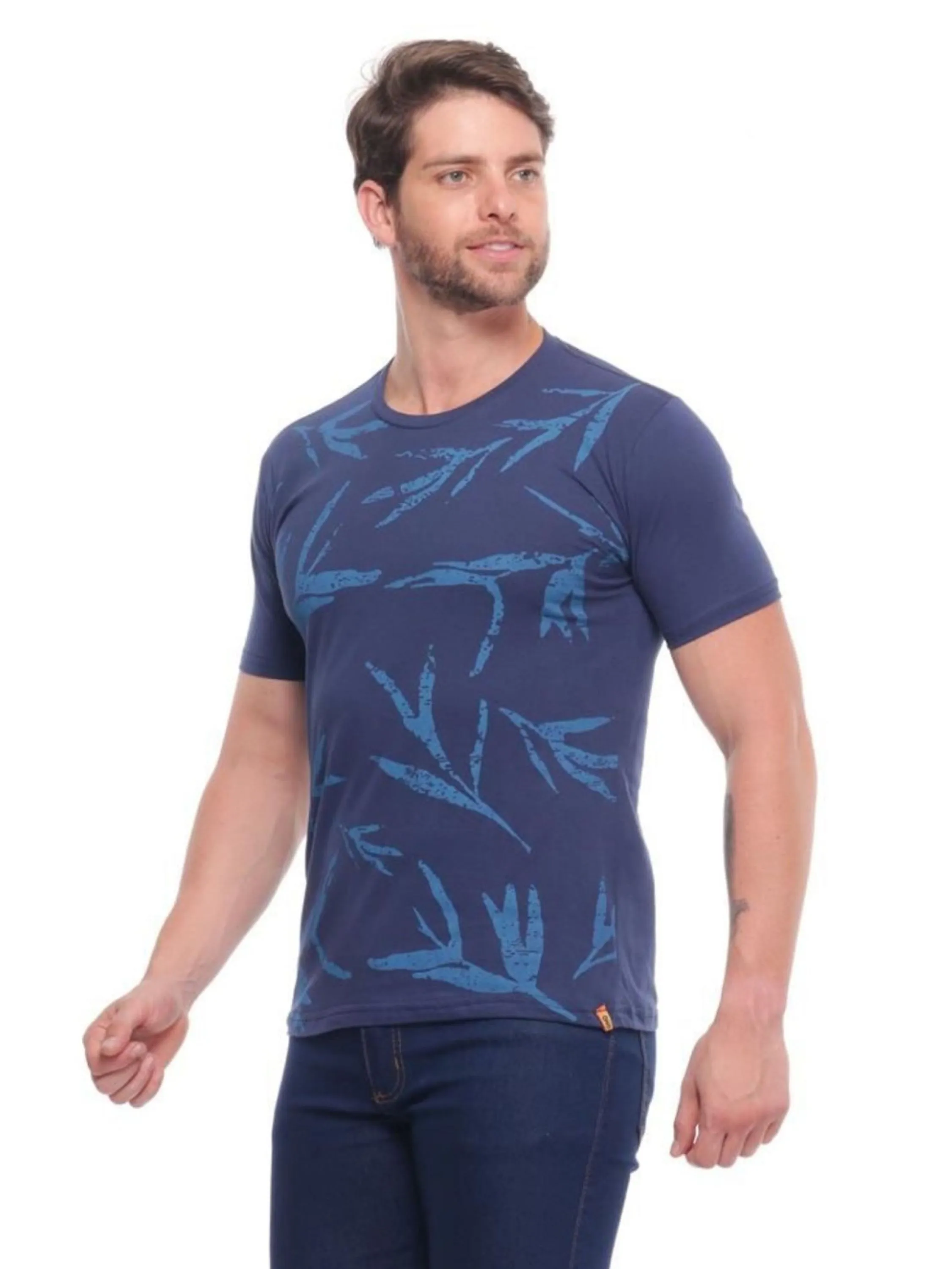 Camiseta Masculina Algodão Floral