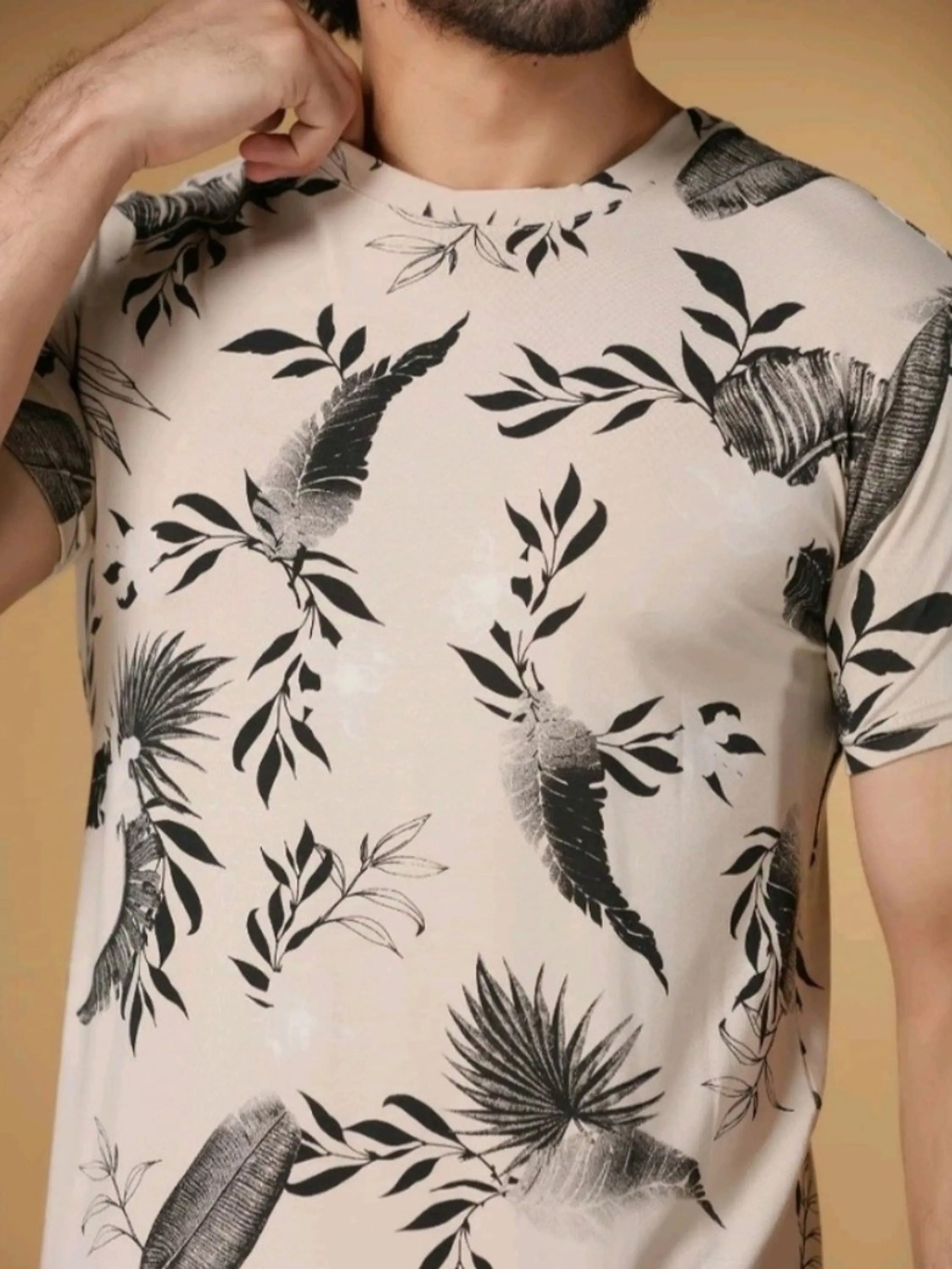 Camiseta masculina algodão floral