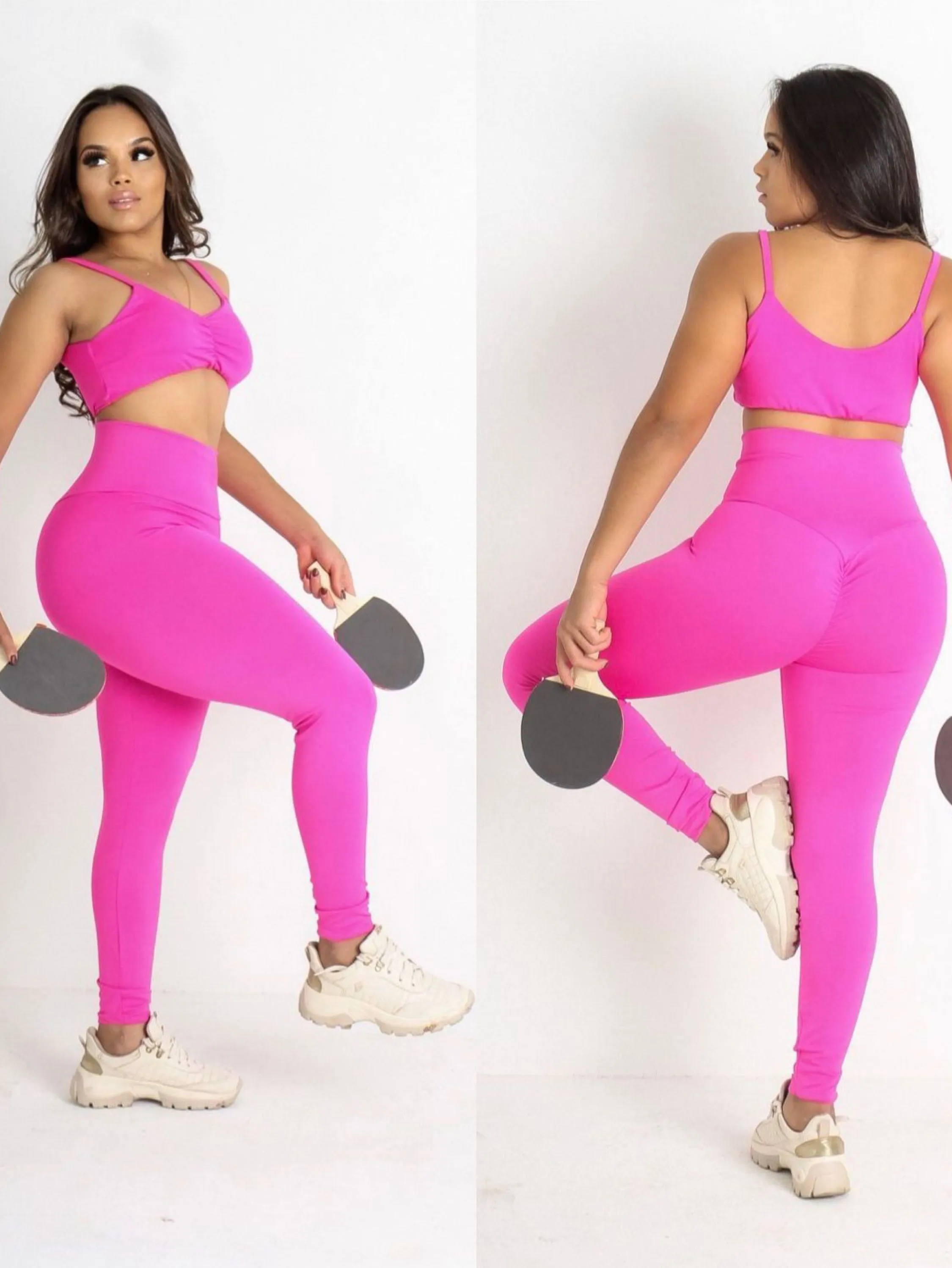 Conjunto fitness feminino calça legging e top premium