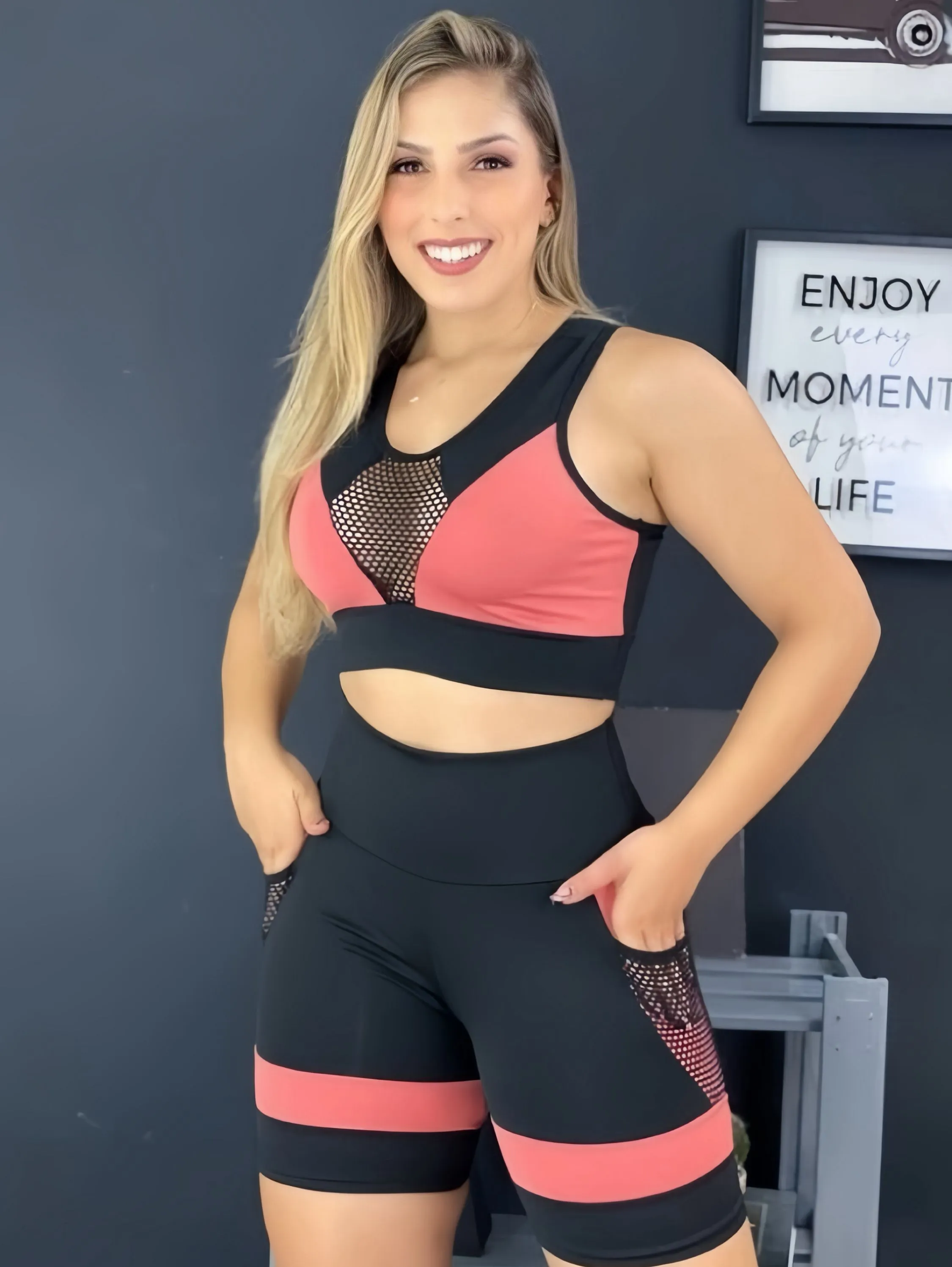 Conjunto fitness premium feminino moda de academia fashion