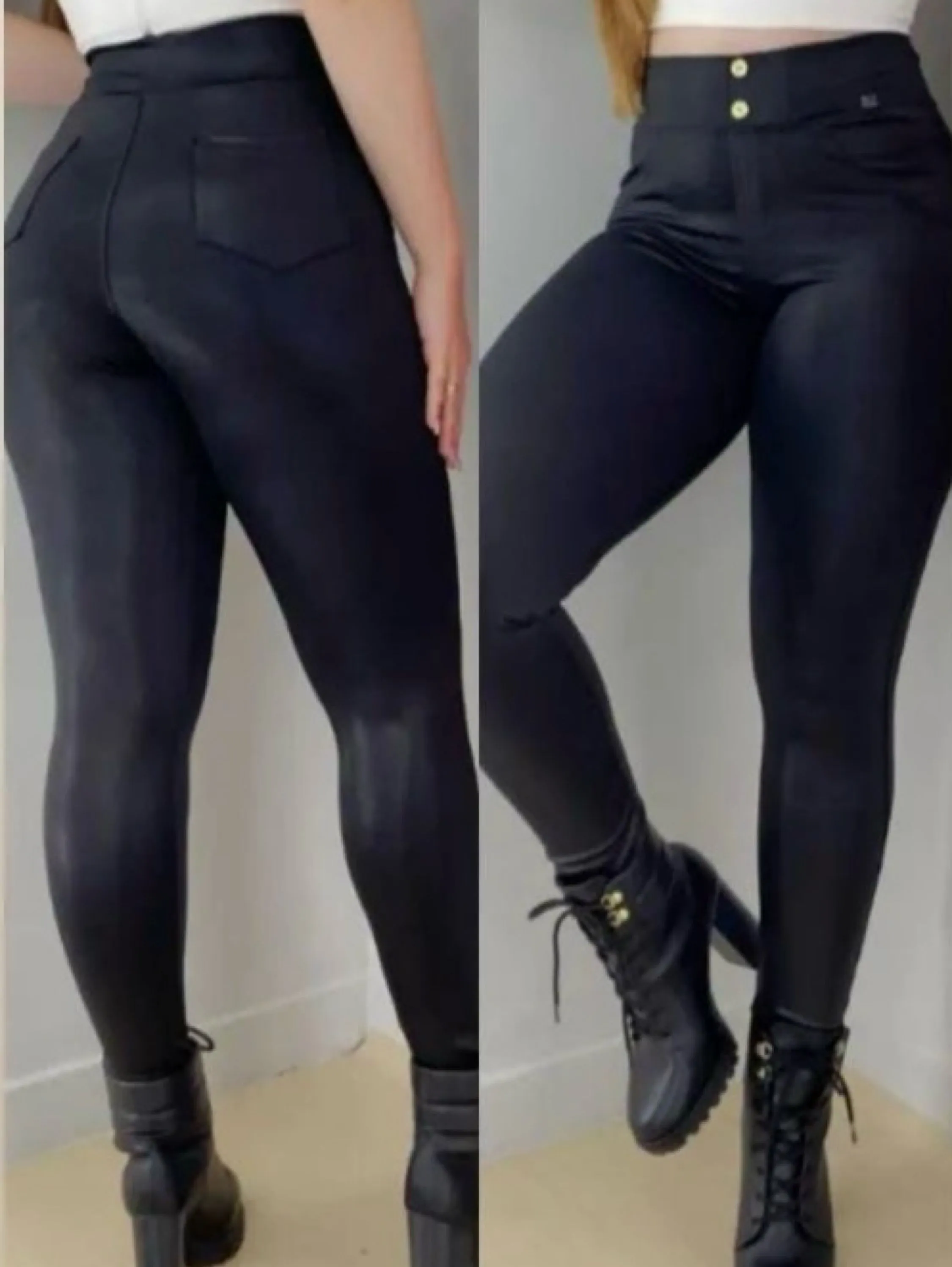 Calça feminina disco cintura alta no suplex power fashion