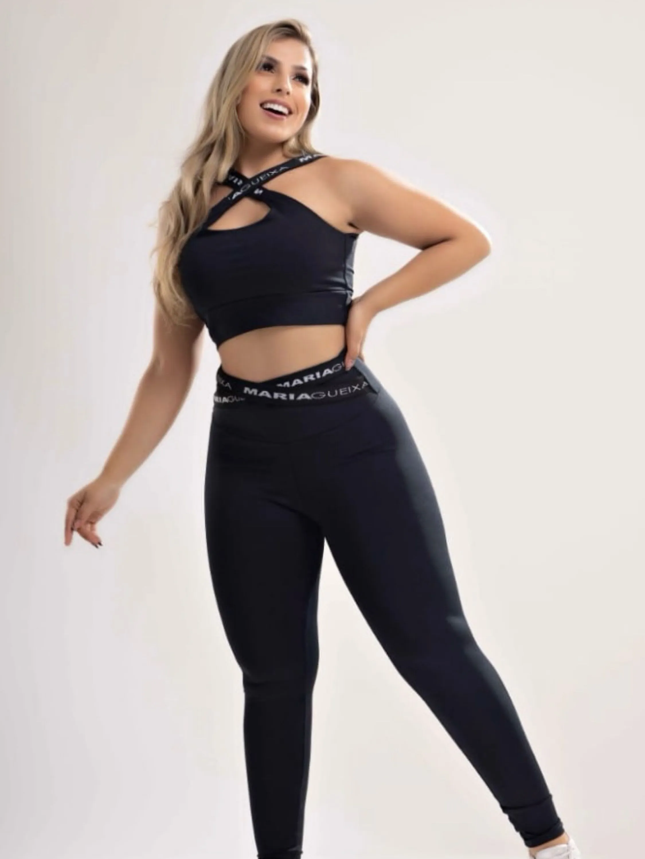 Conjunto feminino fitness de academia elástico maria gueixa fashion