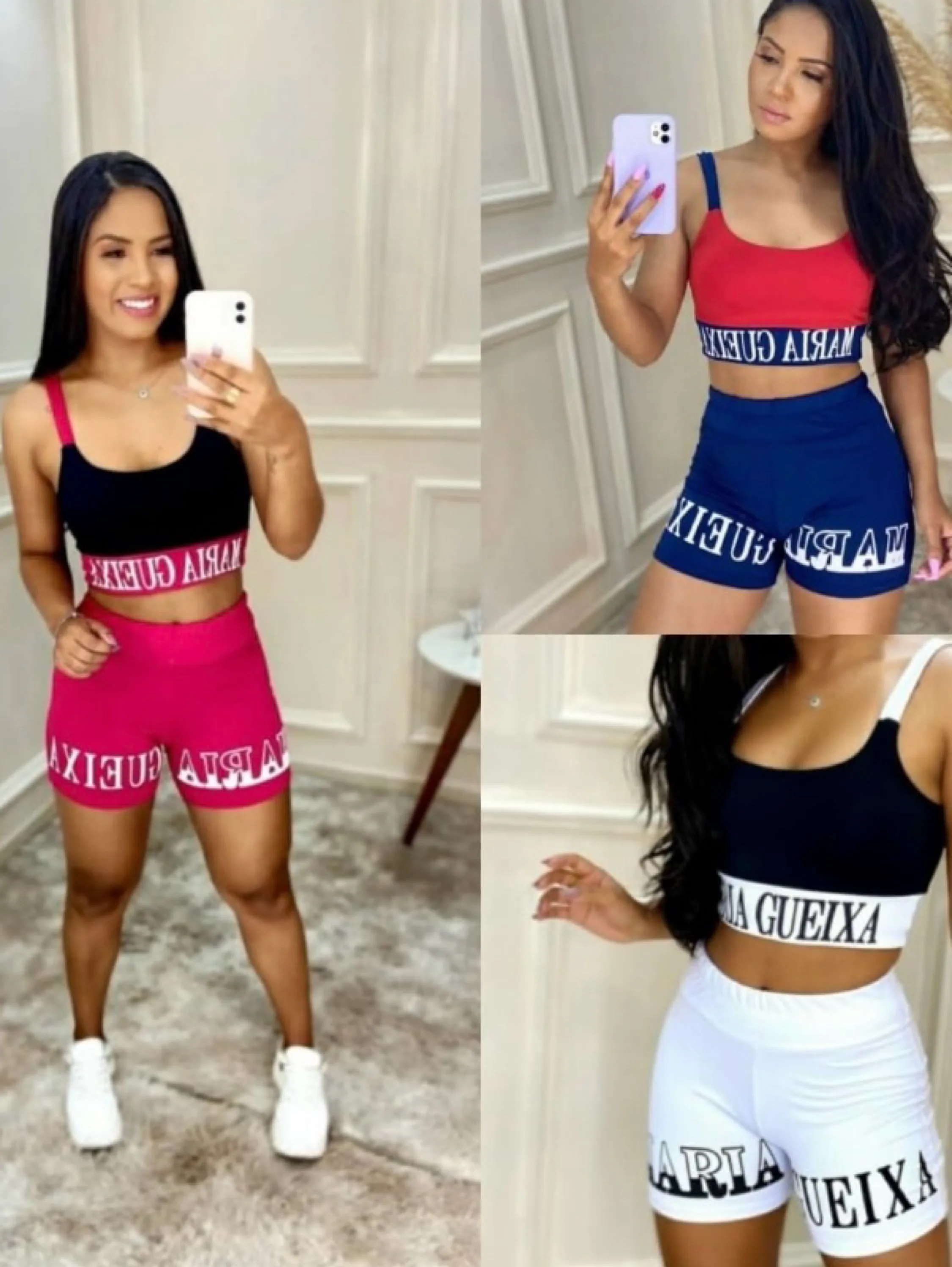 Conjunto fitness maria gueixa short e top moda de academia de alta qualidade