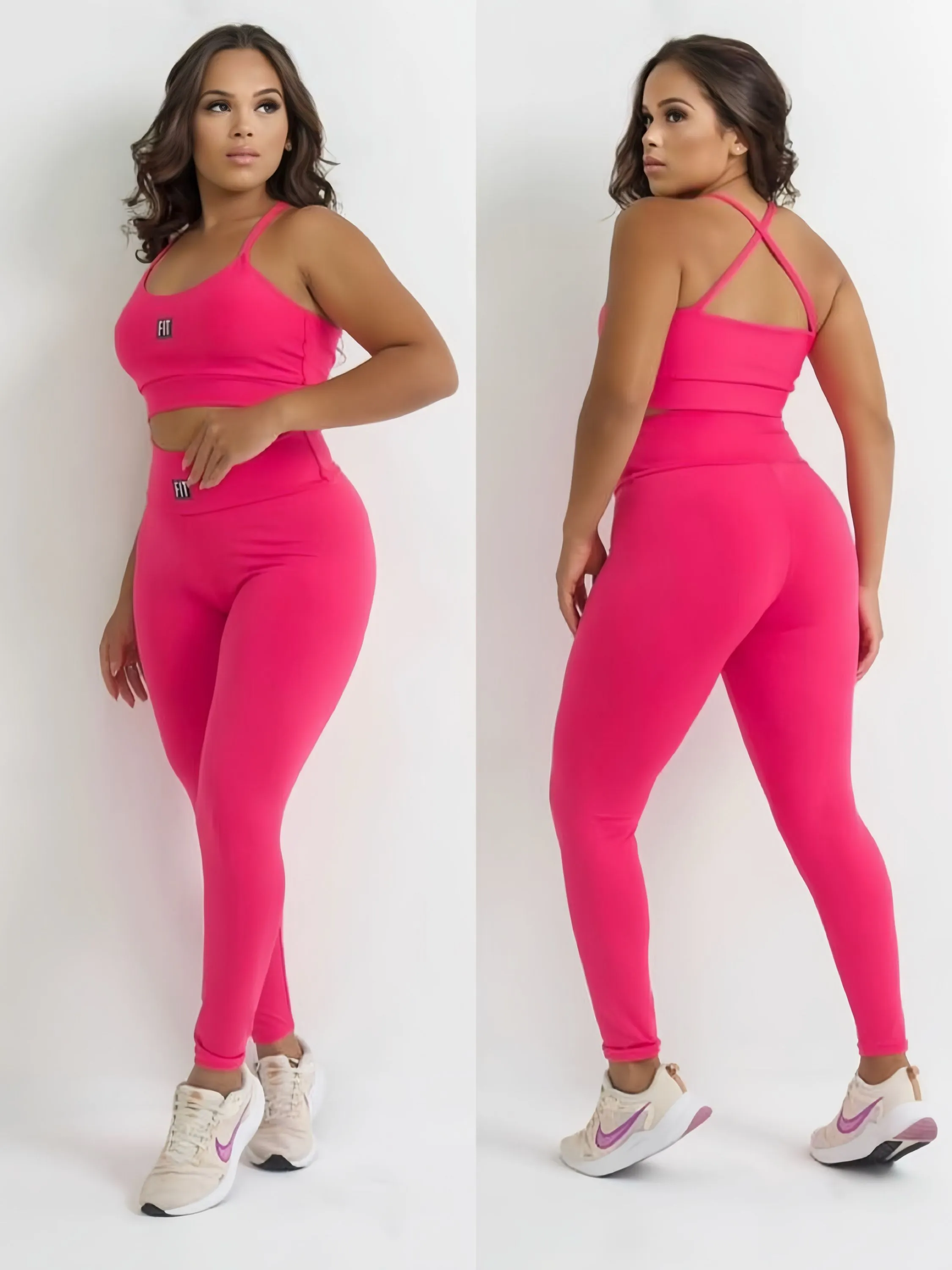 Conjunto fitness calça e top liso tradicional premium