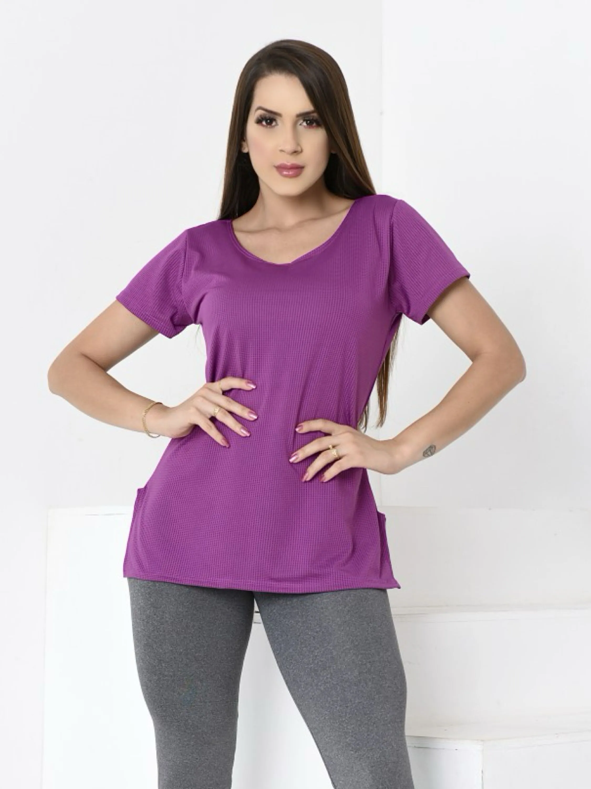 Blusa feminina manga dryfit moda de academia fitness