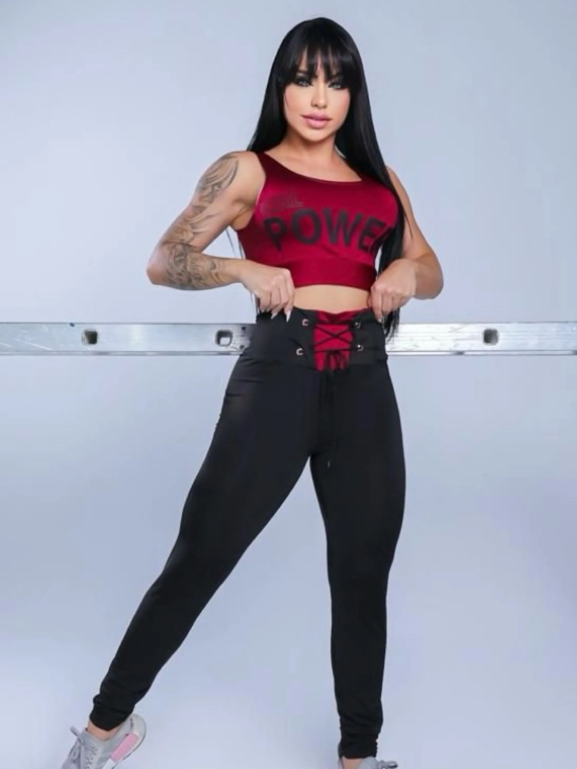 Conjunto feminino calça boxe moda fitness de alta qualidade