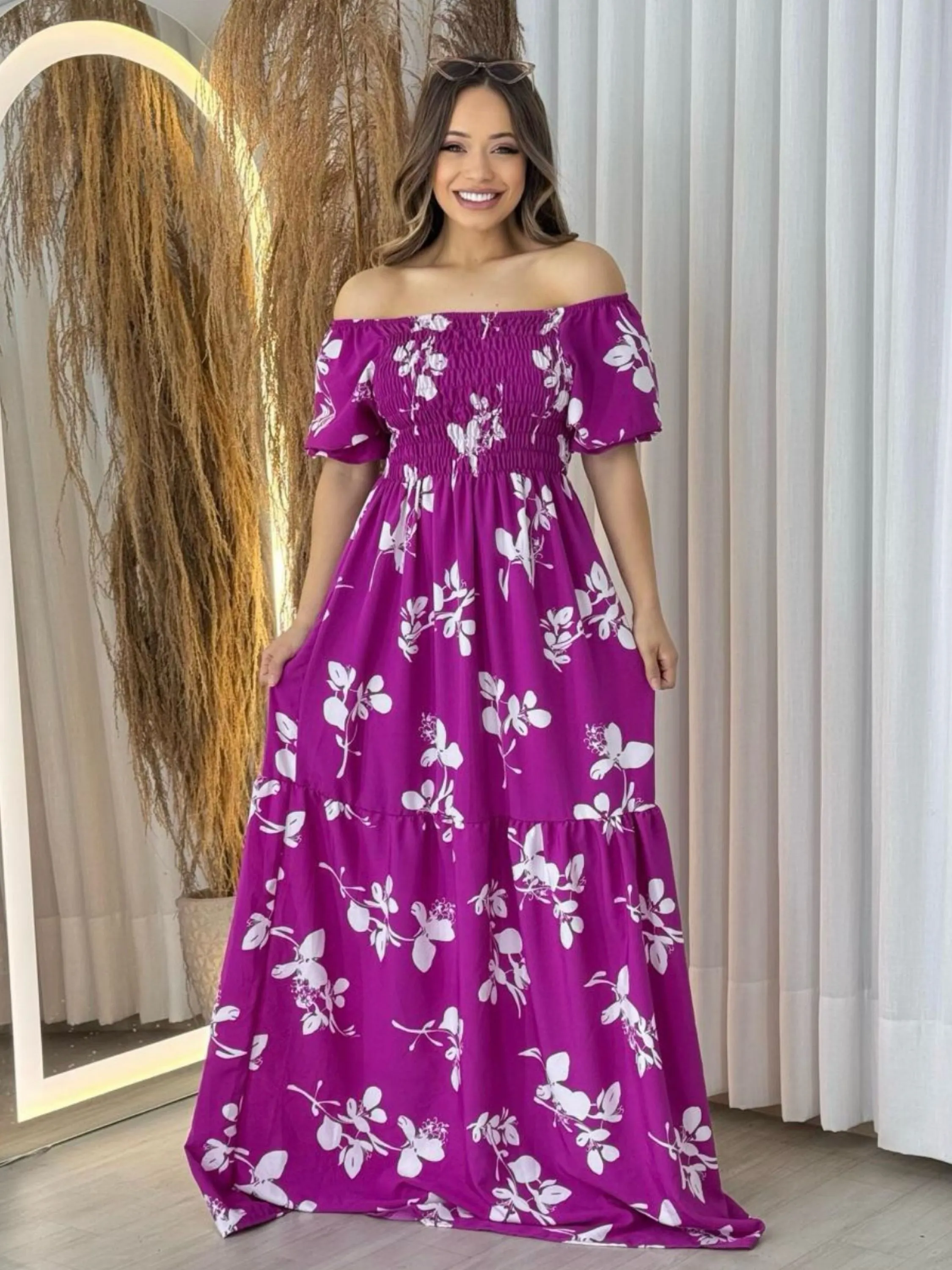 Vestido feminino ciganinha longo estampado modinha