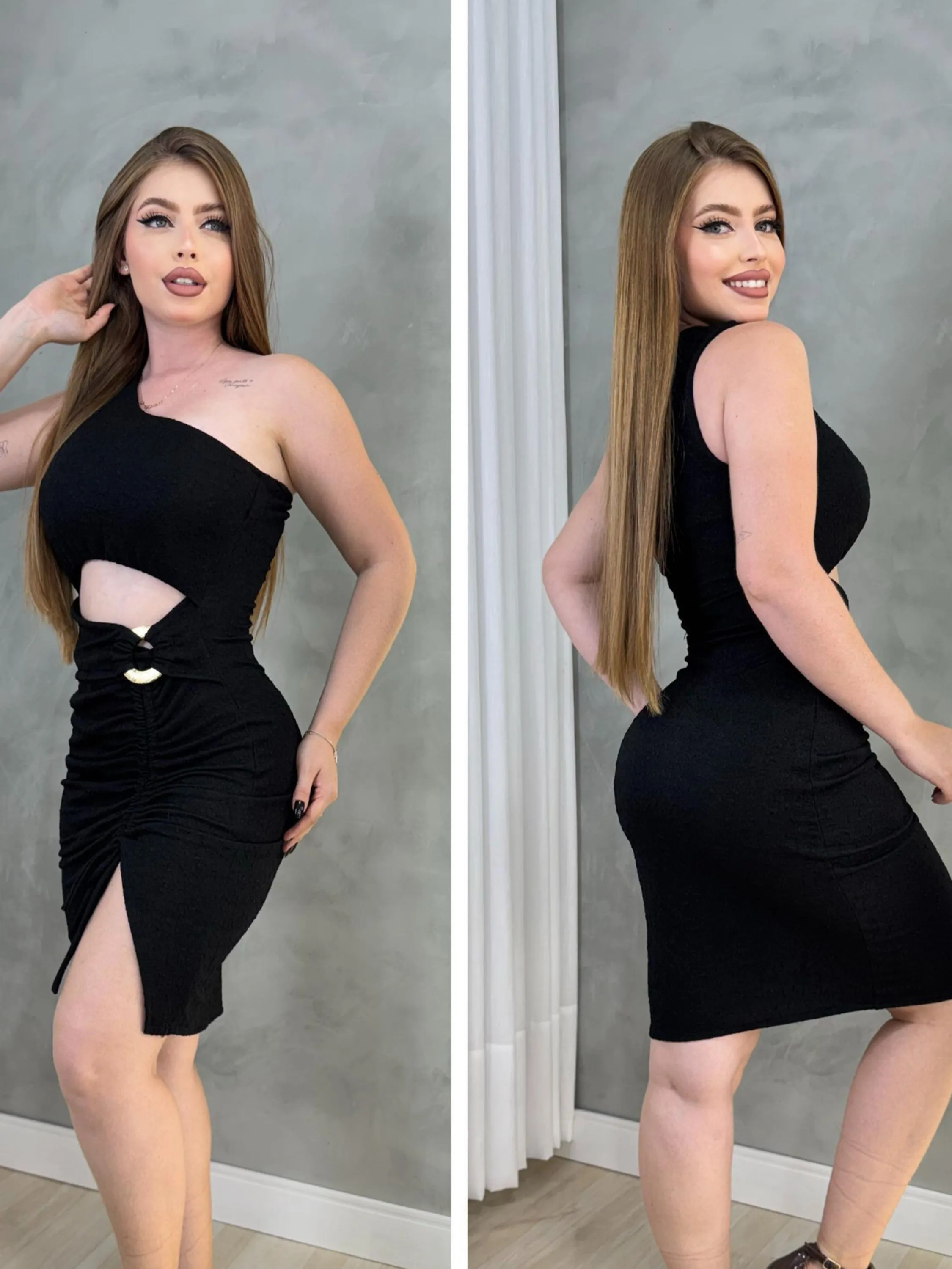 Vestido feminino com fenda mula manca modinha