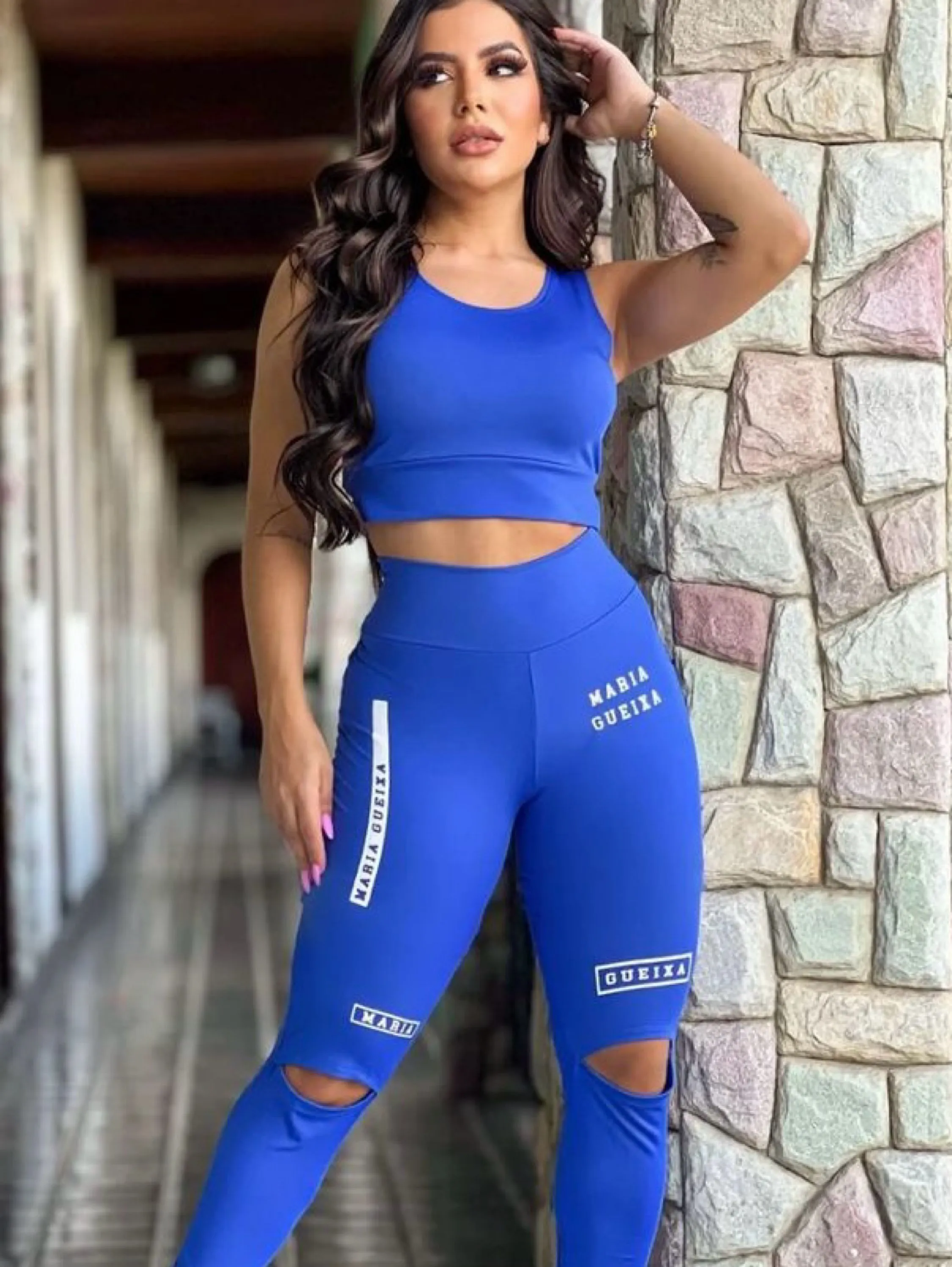 Conjunto fitness feminino maria gueixa de alta qualidade premium