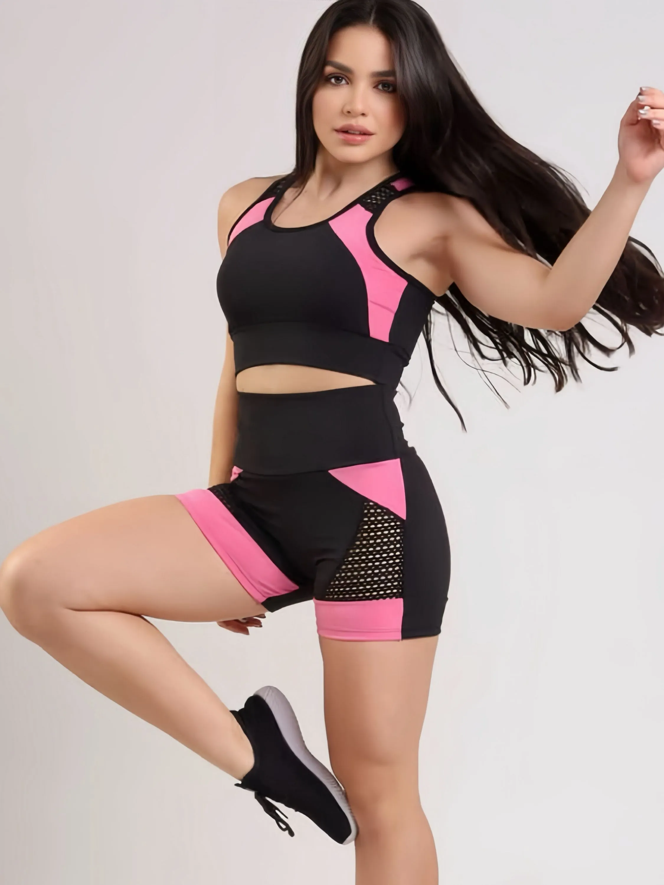 Conjunto feminino de academia modas fitness premium zero transparência