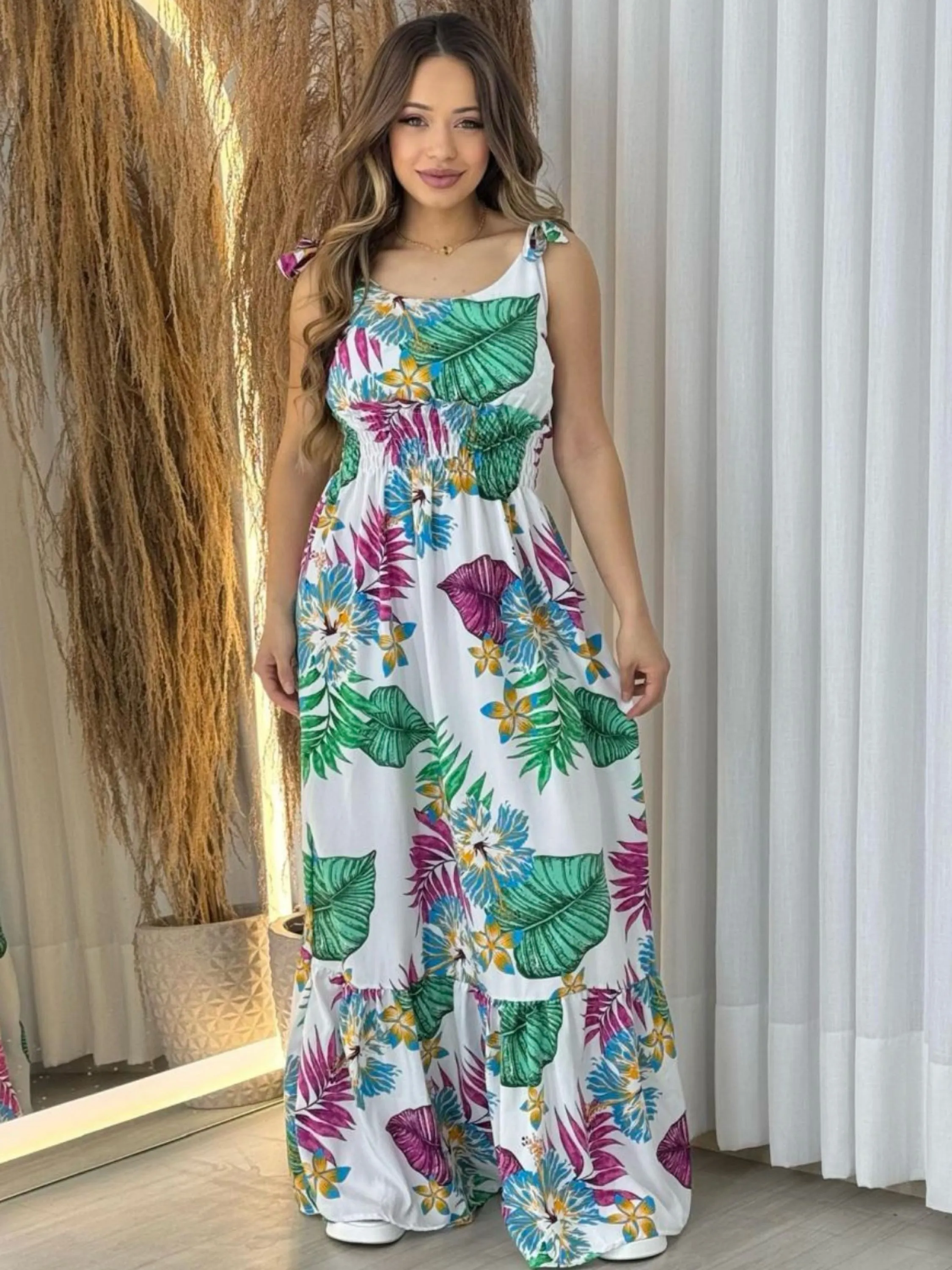 Vestido longo feminino estampado moda blogueira