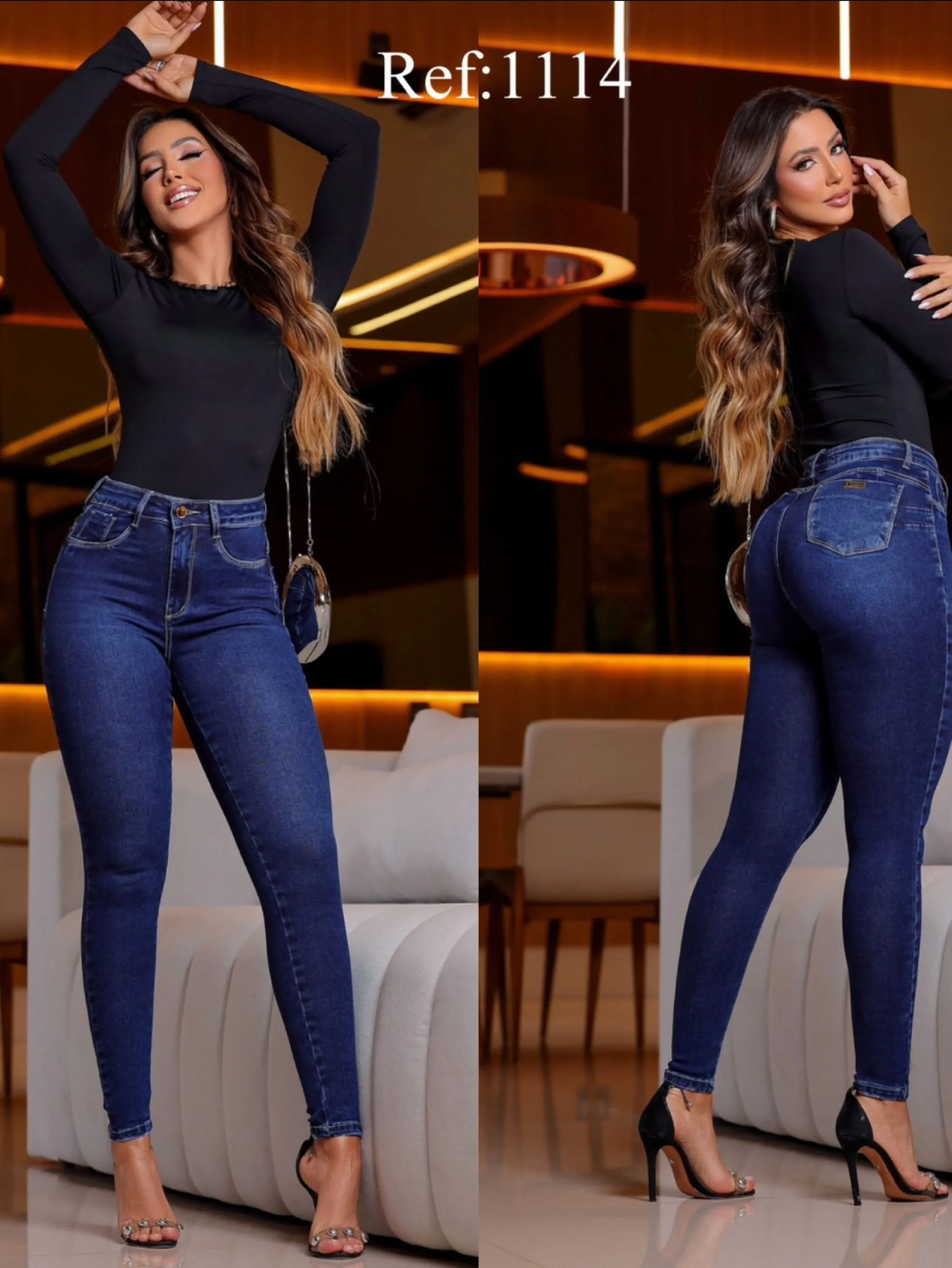 Calça jeans feminina cintura alta social premium