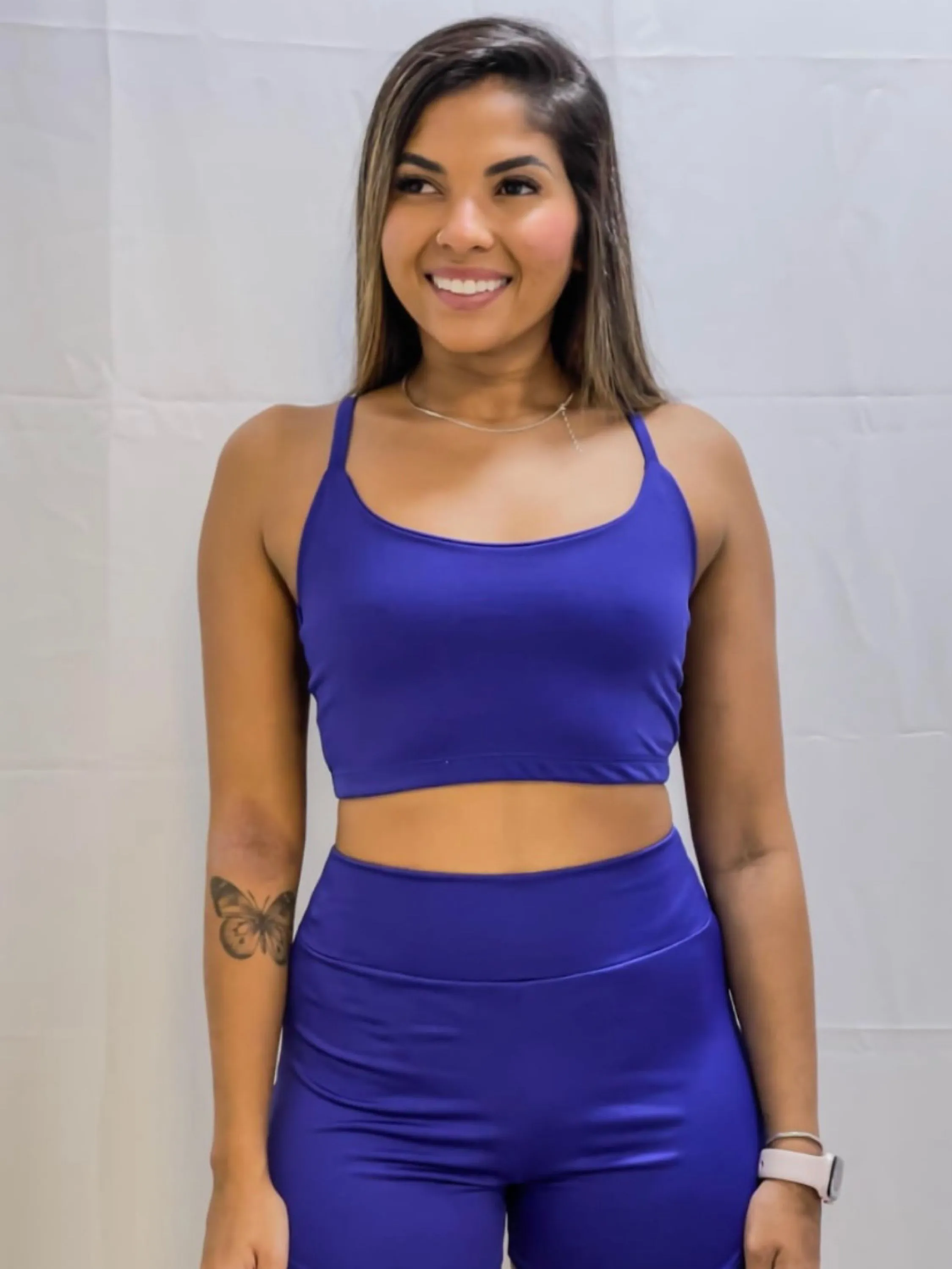 Conjunto feminino de academia fitness short e top no suplex modinha de alta qualidade