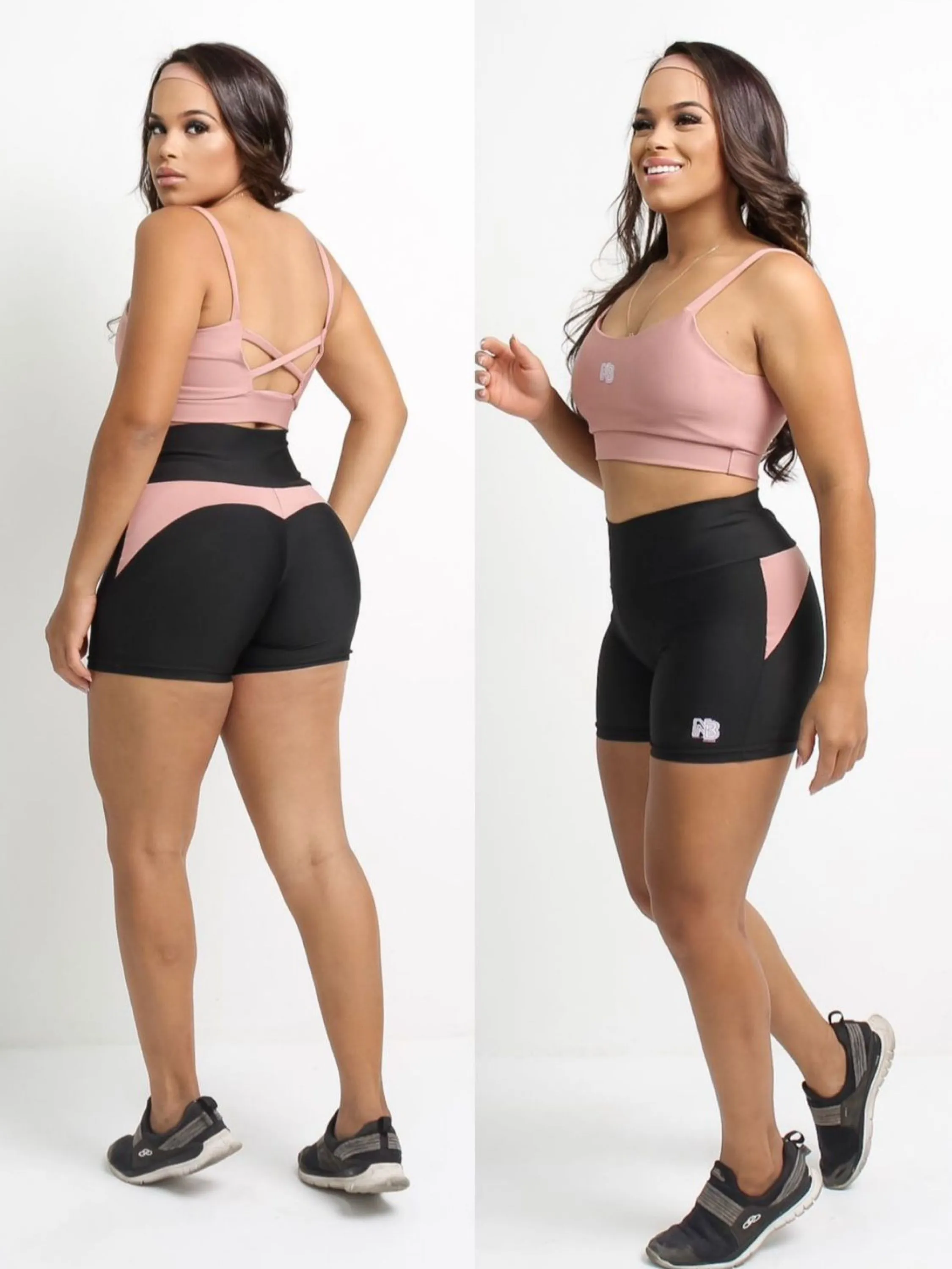 Conjunto feminino fitness short e top blogueirinha premium