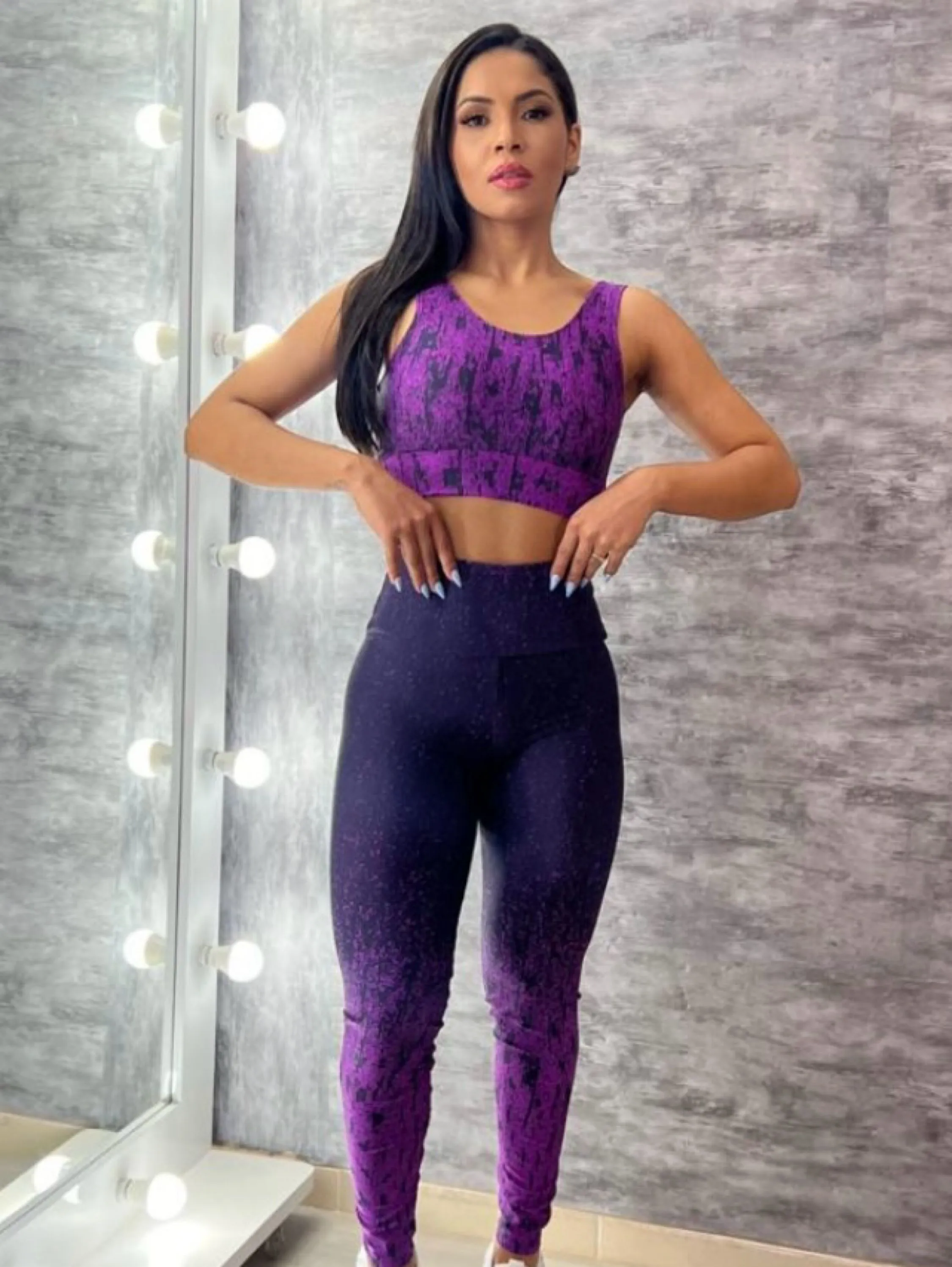 Conjunto feminino fitness calça e top cinutra alta premium