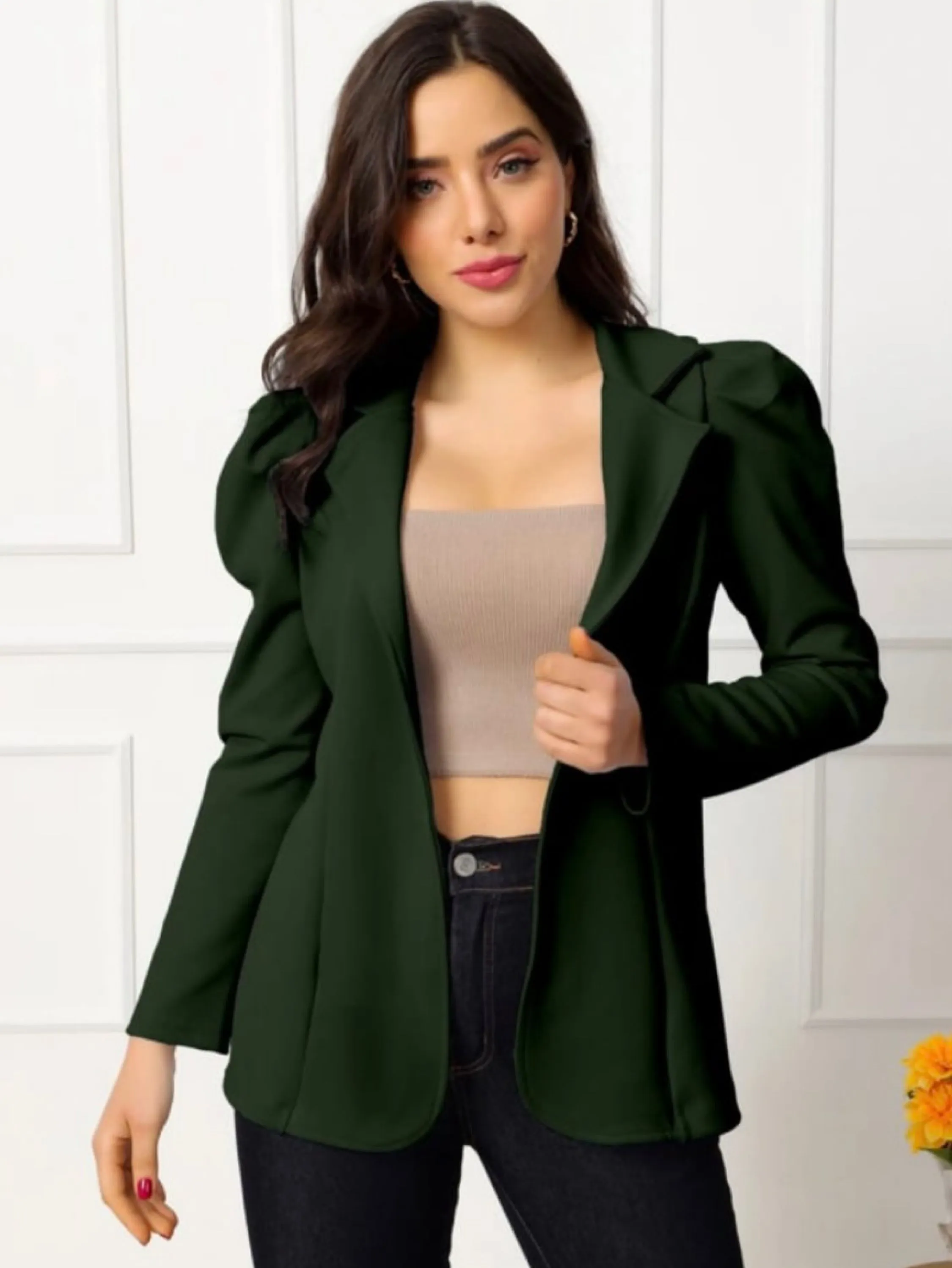 Blazer feminino manga bufante para festas e eventos luxo