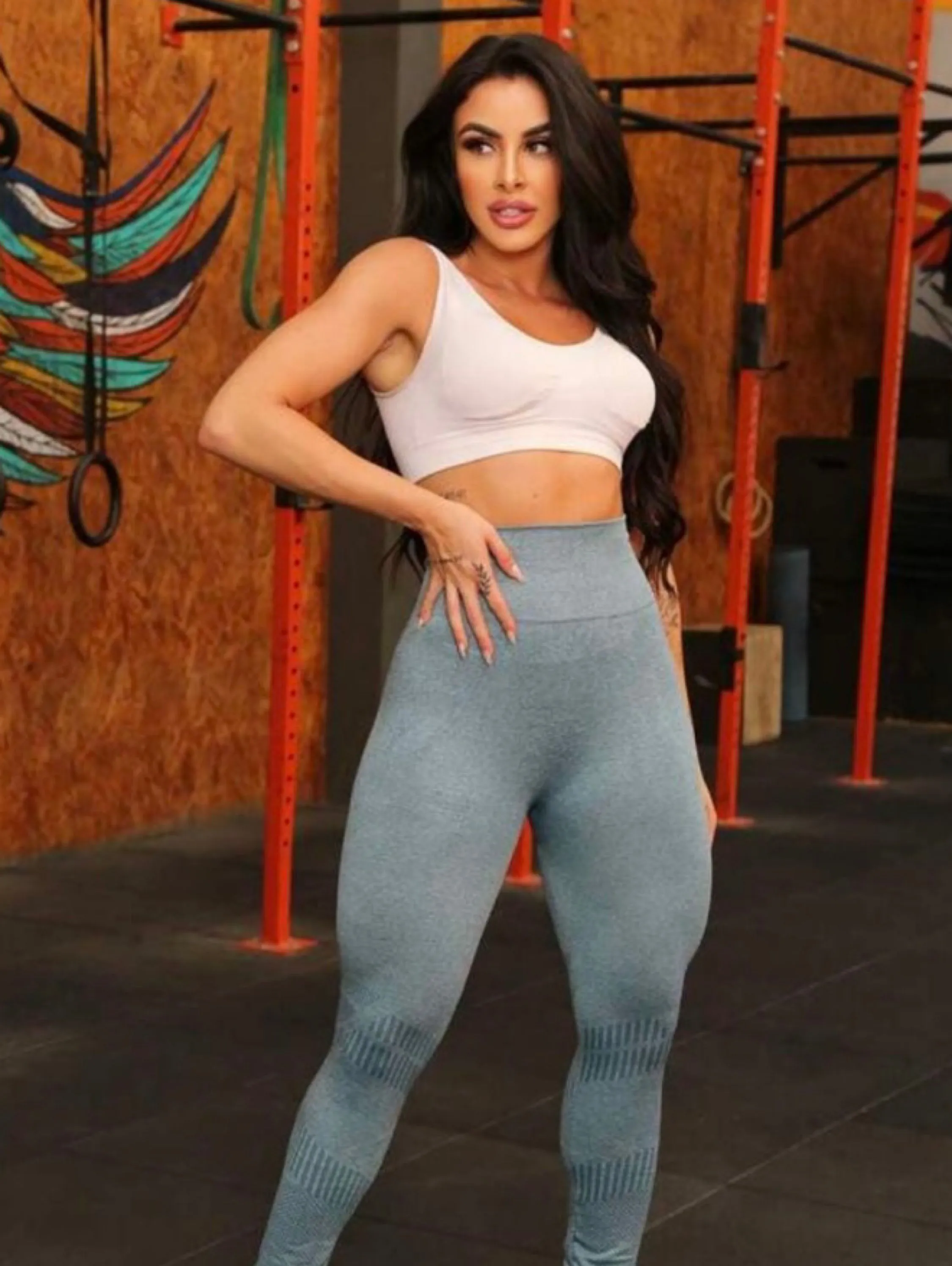 Calça legging feminina de academia fitness cintura alta