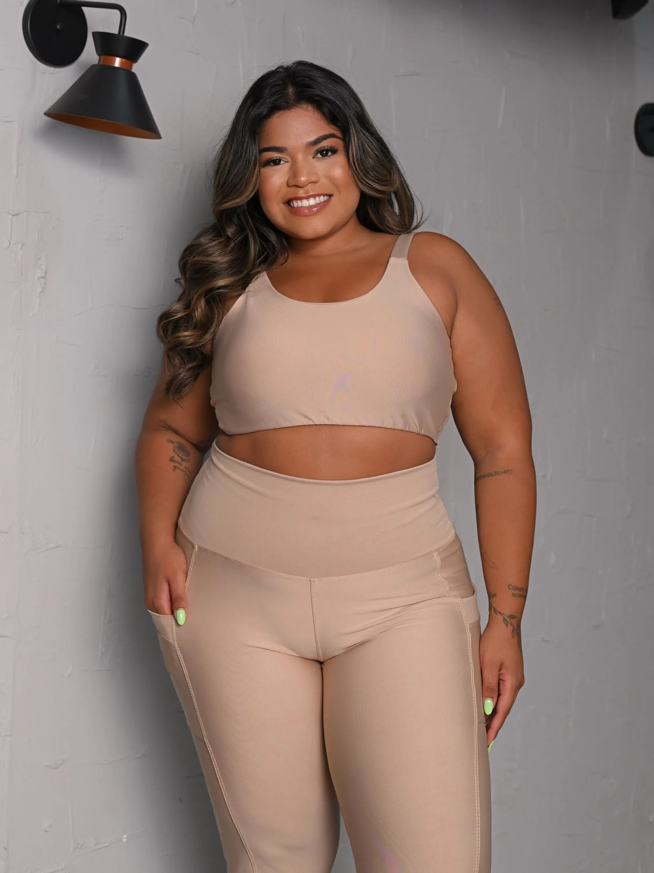 Conjunto feminino fitness calça bolso power premium