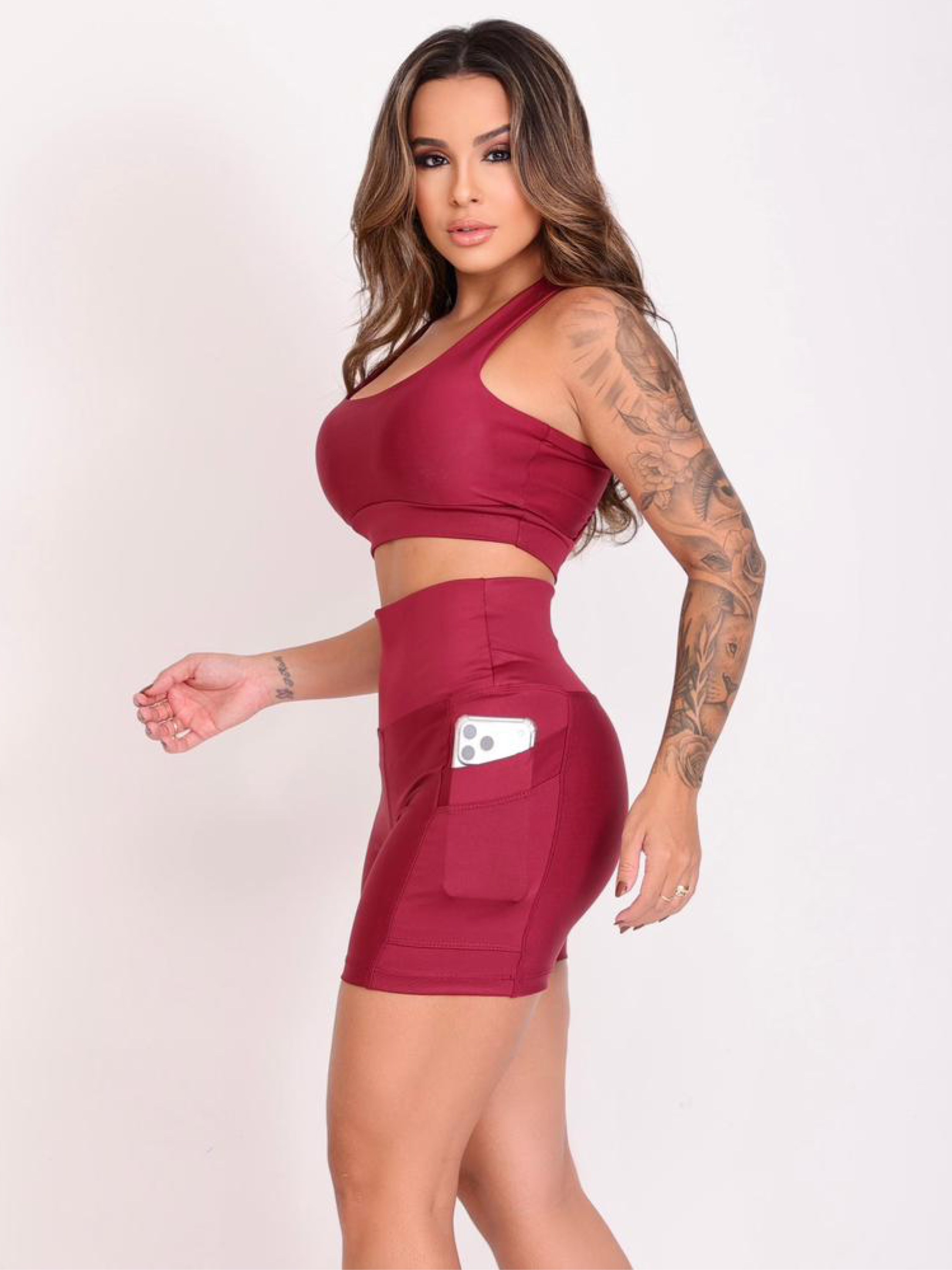 Conjunto Fitness Short Bolso Feminino Academia Premium