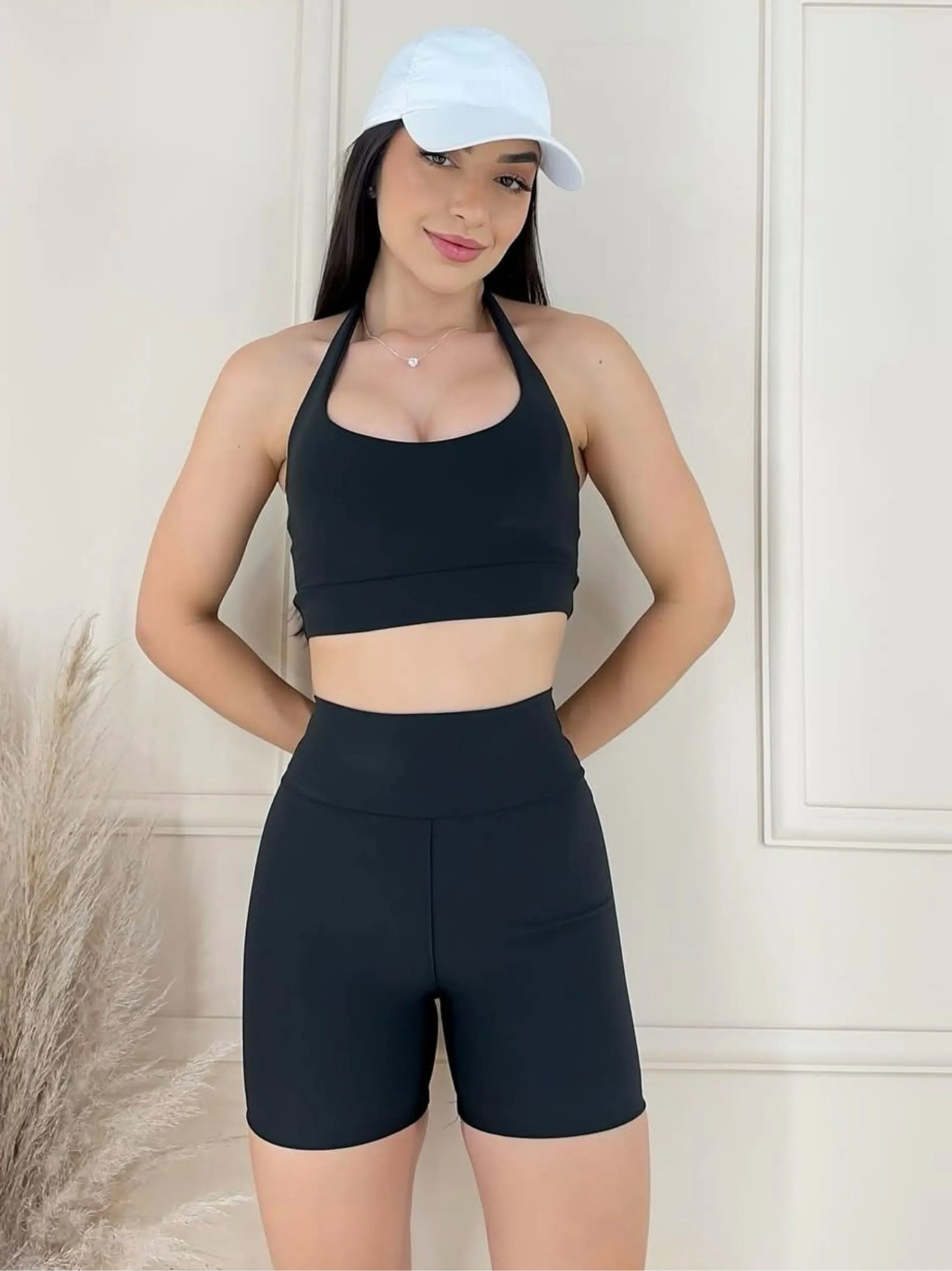 Conjunto fitness feminino premium short e top fashion