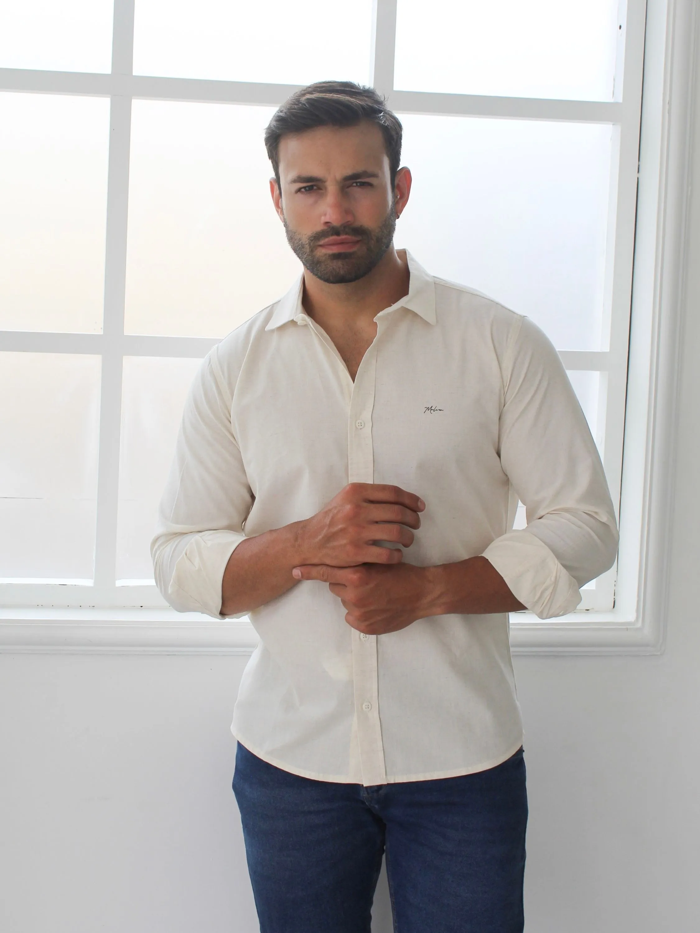 CAMISA LINHO DÈ LUXE SLIM MANGA LONGA