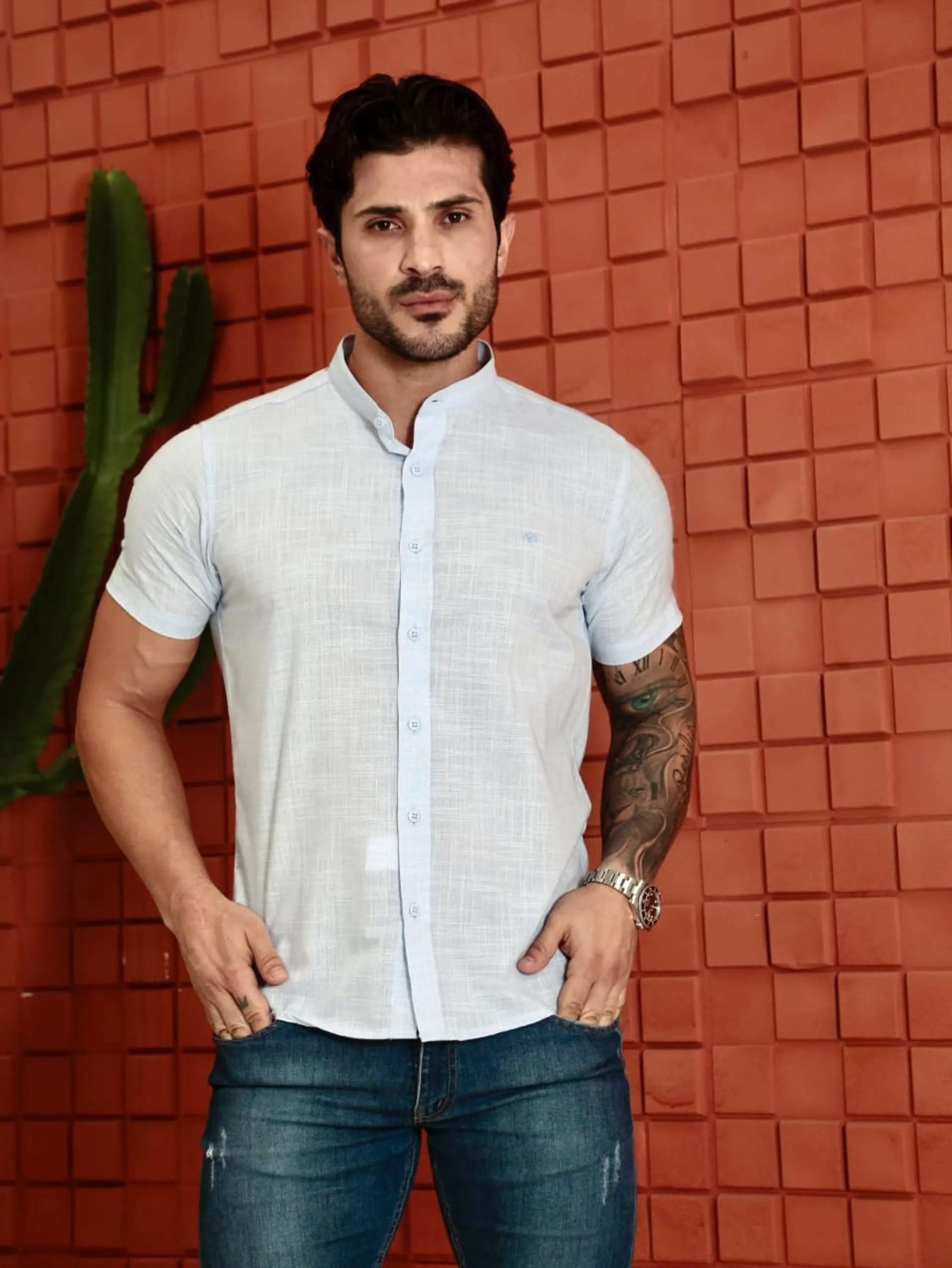 1090 CAMISA MANGA CURTA CHAMBRAY