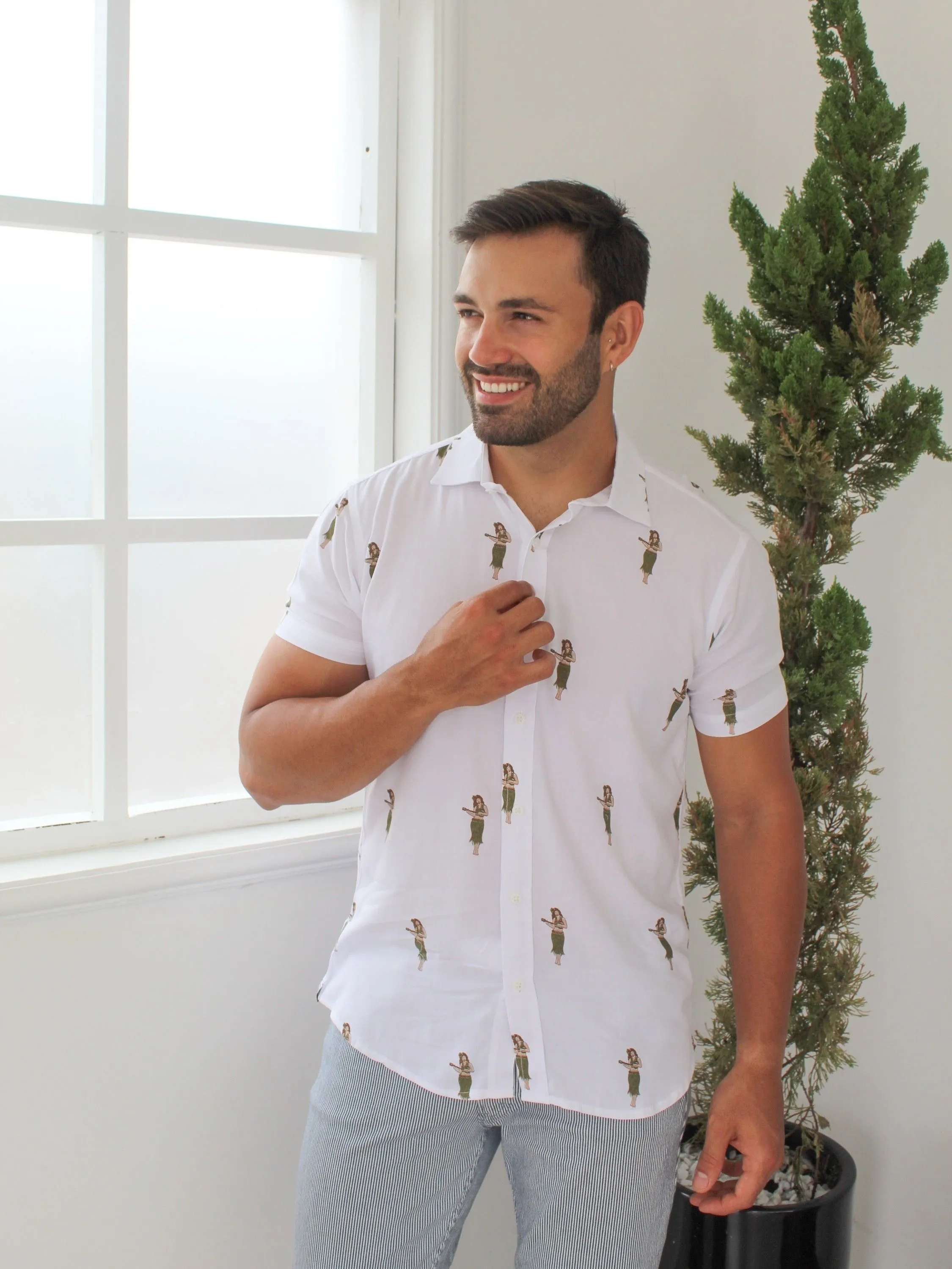 CAMISA SLIM VISCOSE ESTAMPADA HAVAIANA
