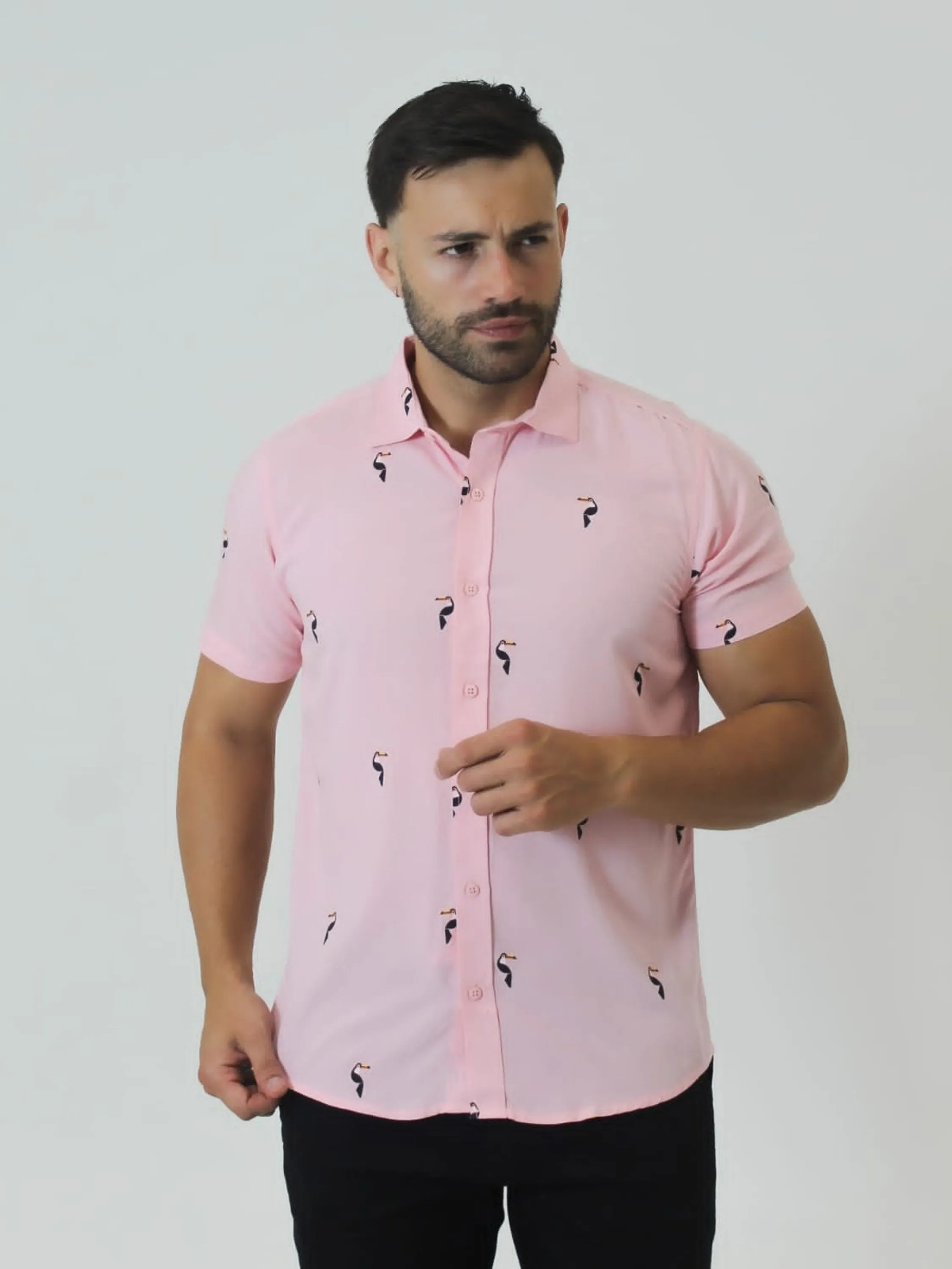 CAMUSA SLIM VISCOSE ESTAMPA TUCANO