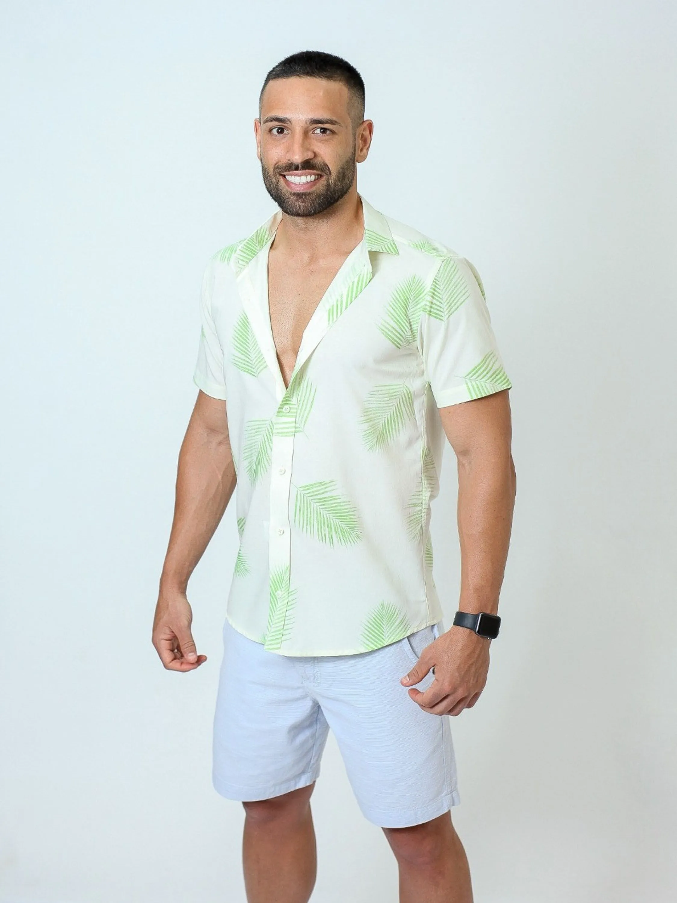 CAMISA SLIM VISCOSE MANGA CURTA ESTAMPADA