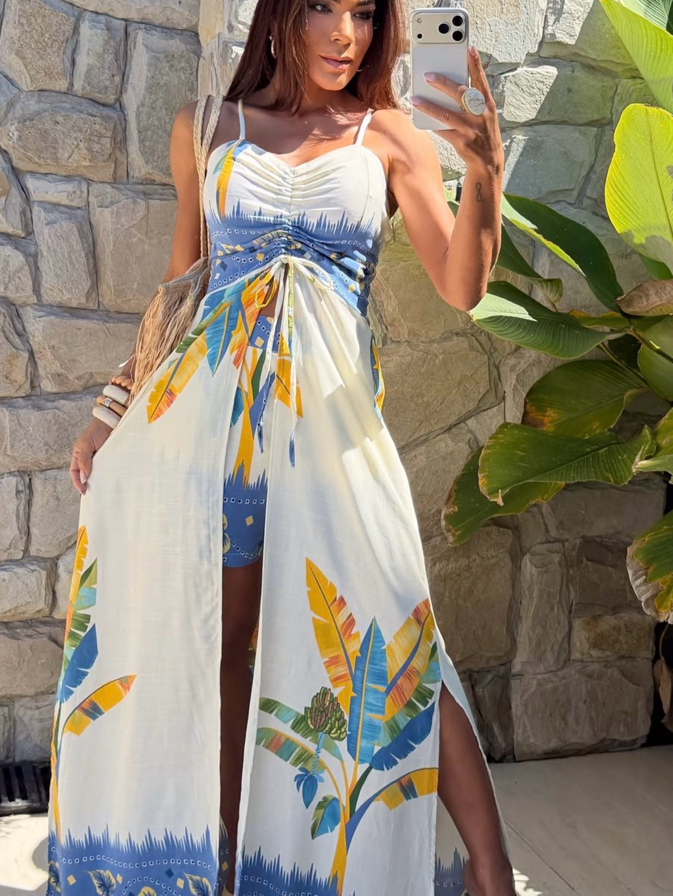 Conjunto Feminino Vestido com Short Look Praia Verão