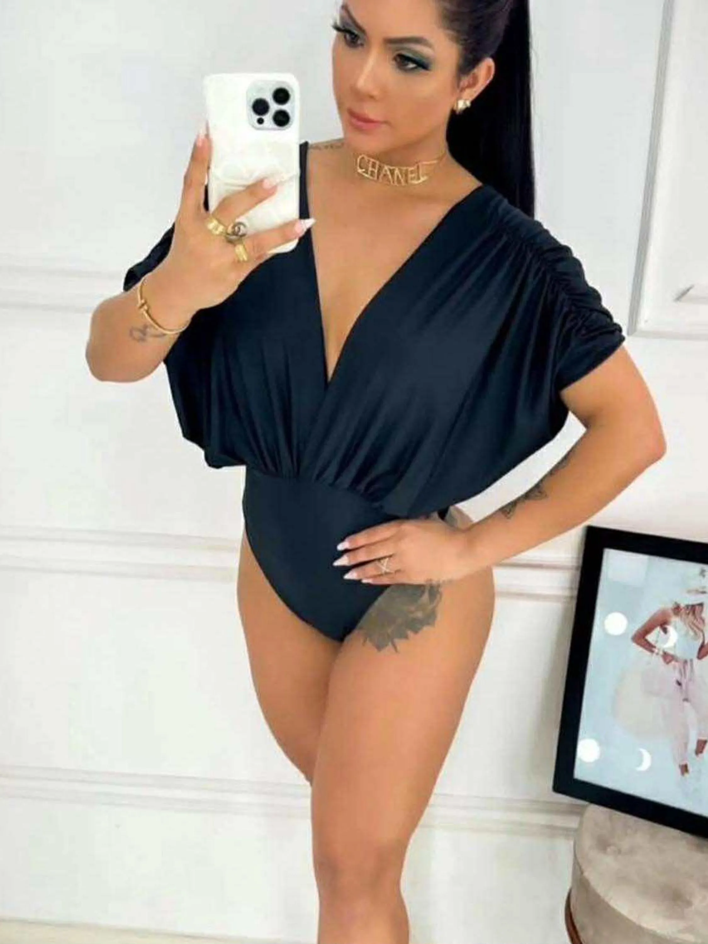 Body feminino borboleta poliamida