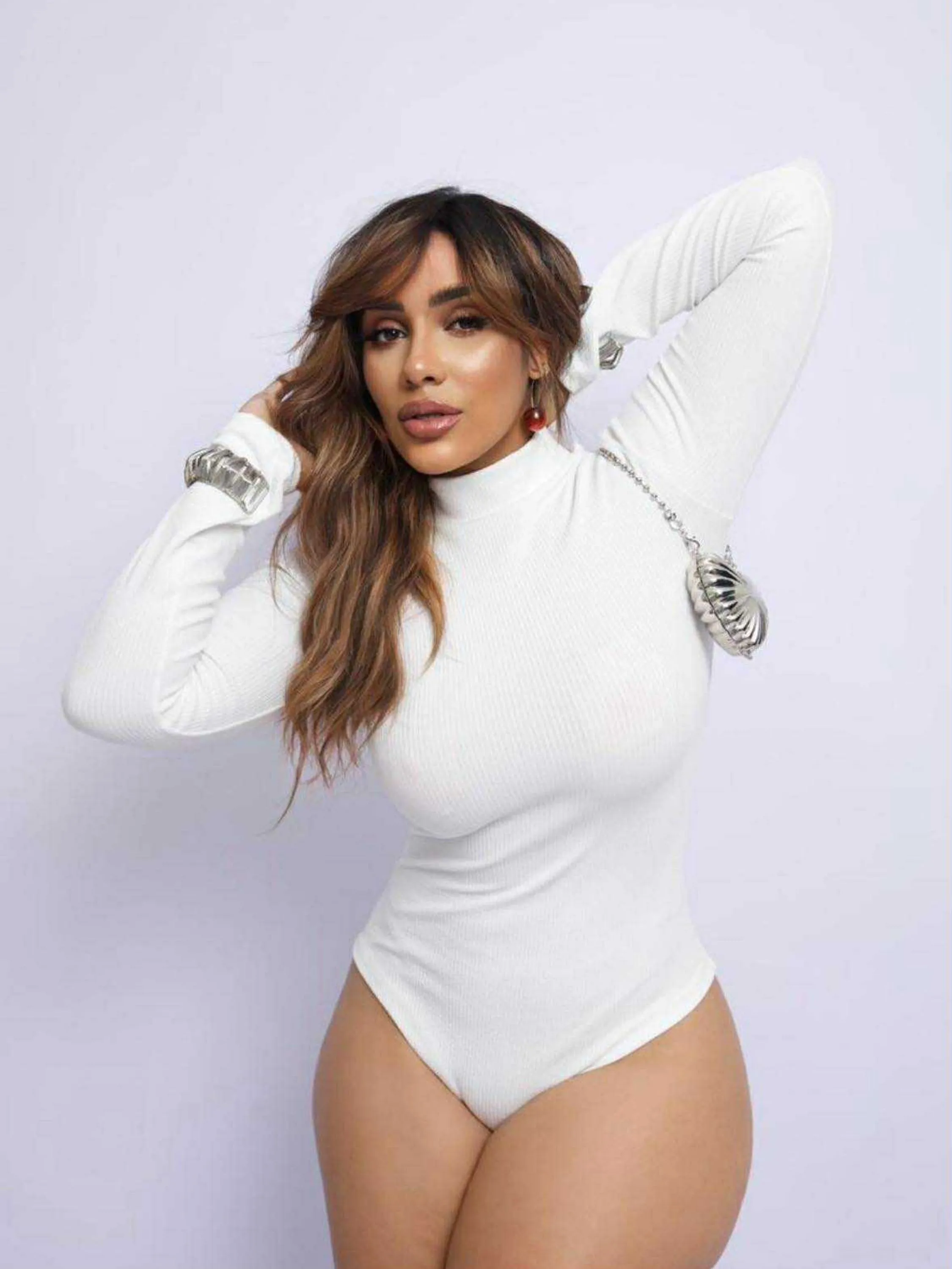 Body manga longa gola alta