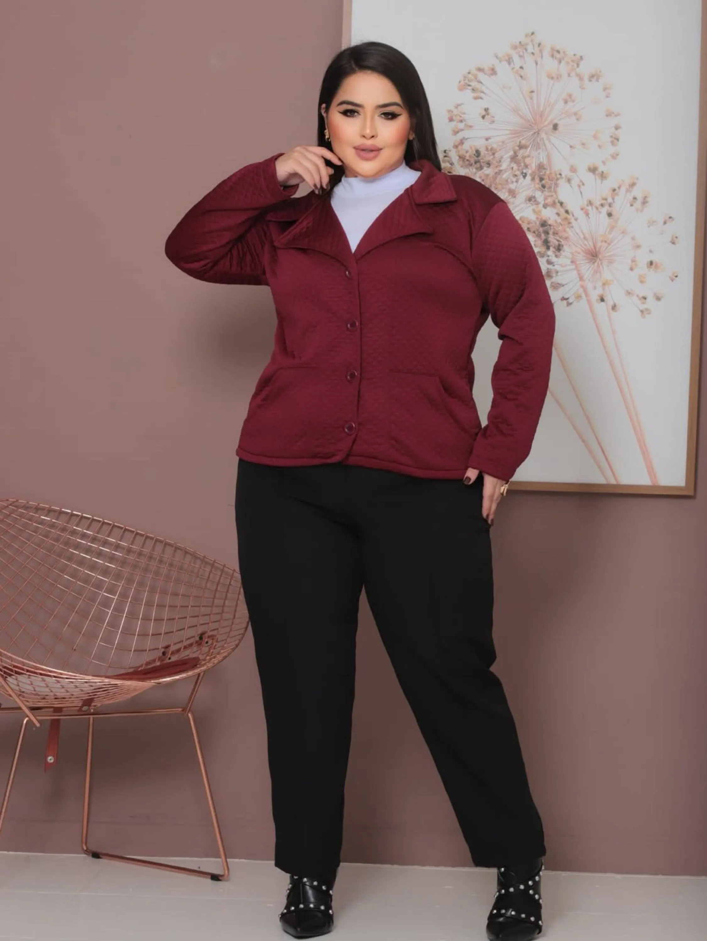Casaco Plus Size texturizado  outono inverno
