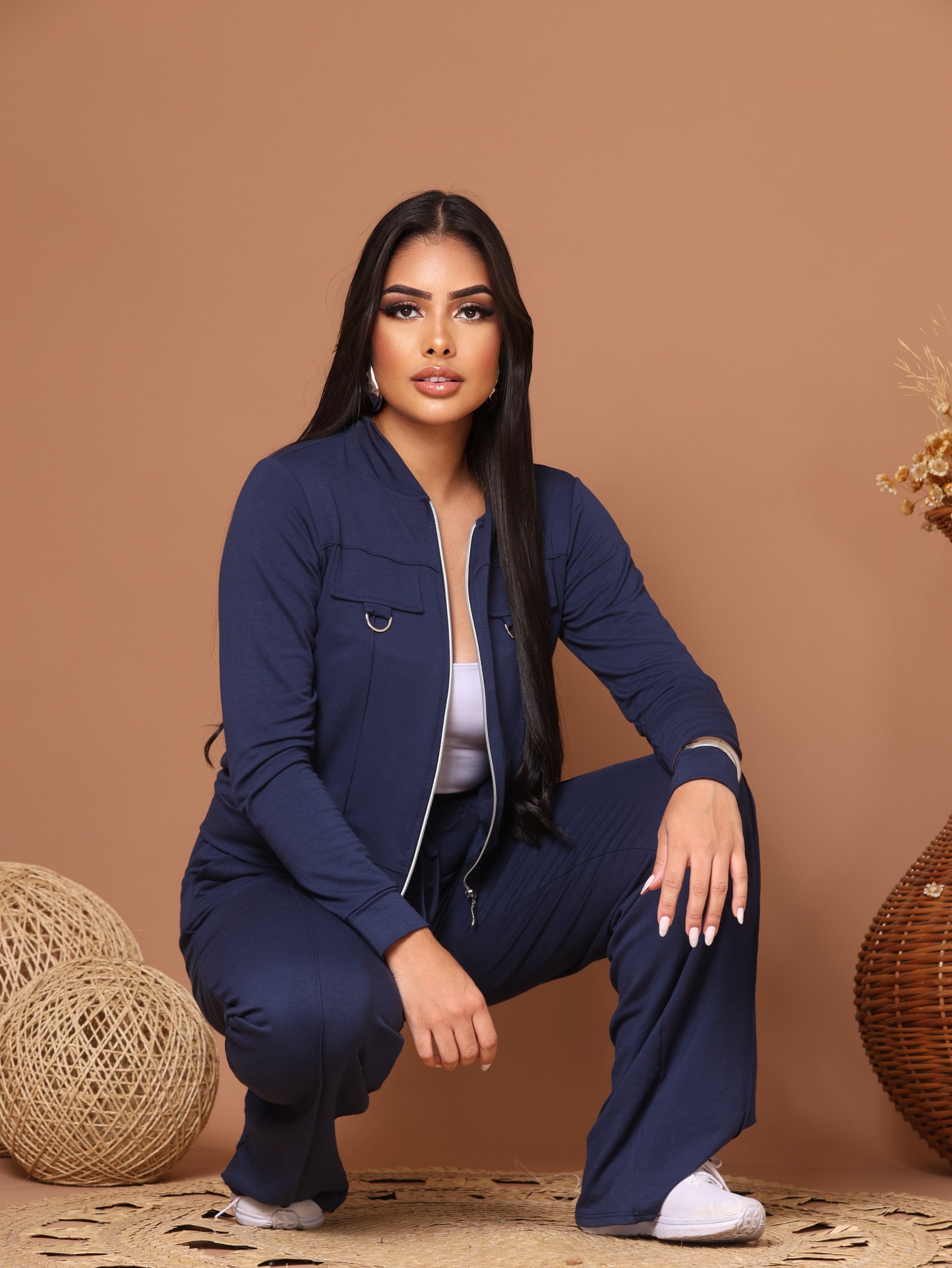 Jaqueta ziper +Calça Pantalona