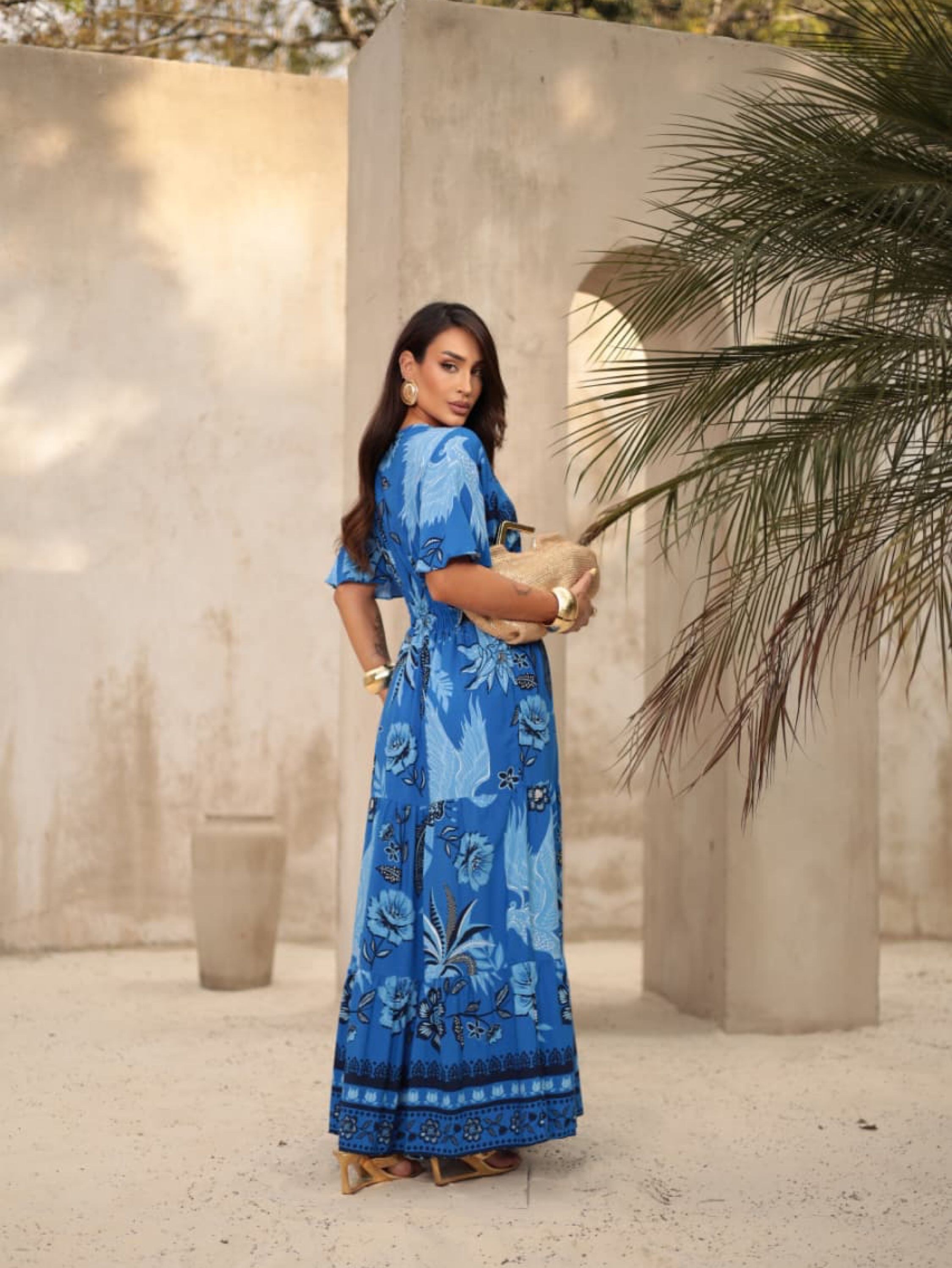 Vestido Longo estampa inspiração Farm