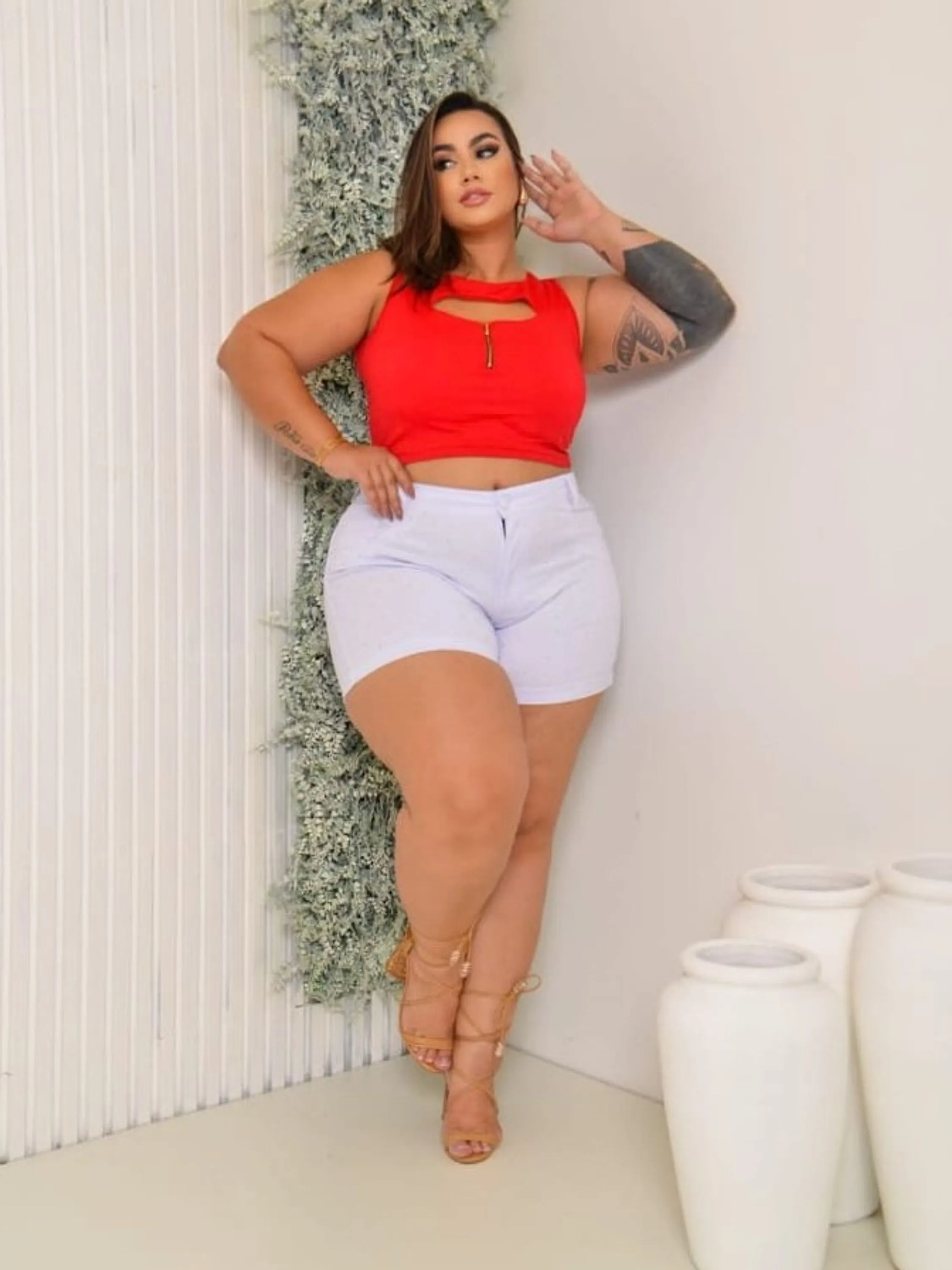 Shorts Plus Size Branco