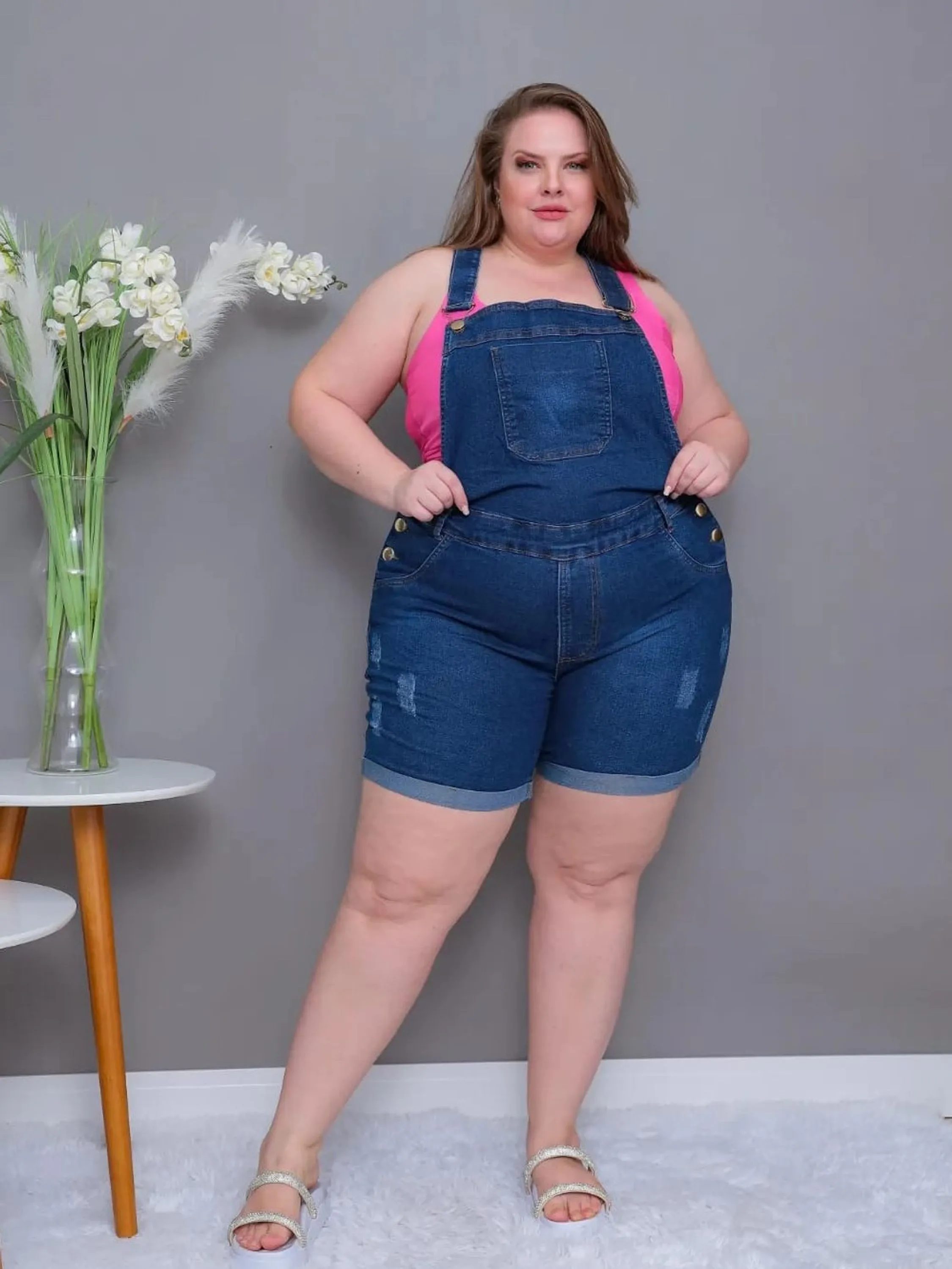 Jardineira plus Size com Lycra do 46 ao 54