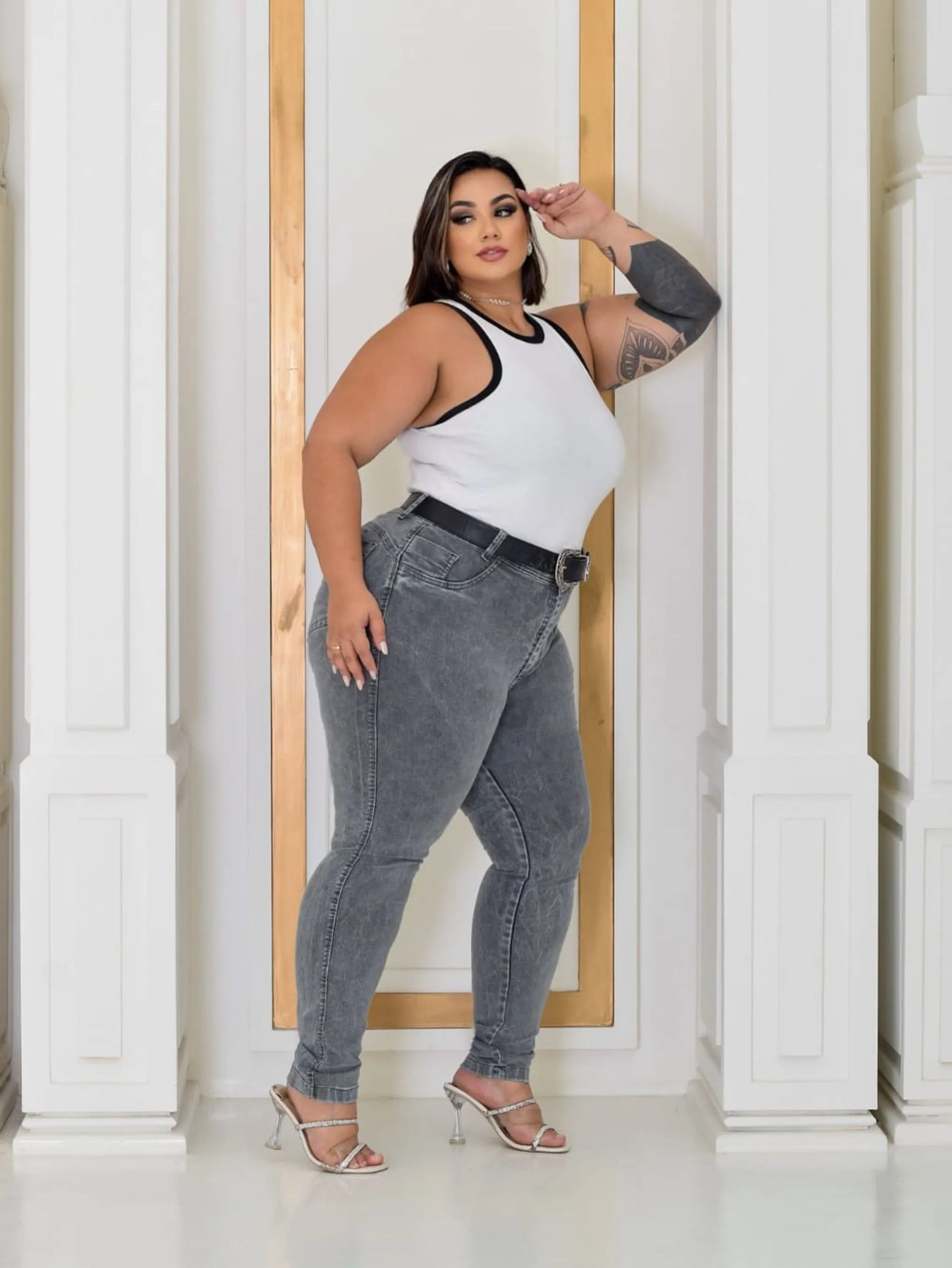 Calça Skiny Plus Size Grafite