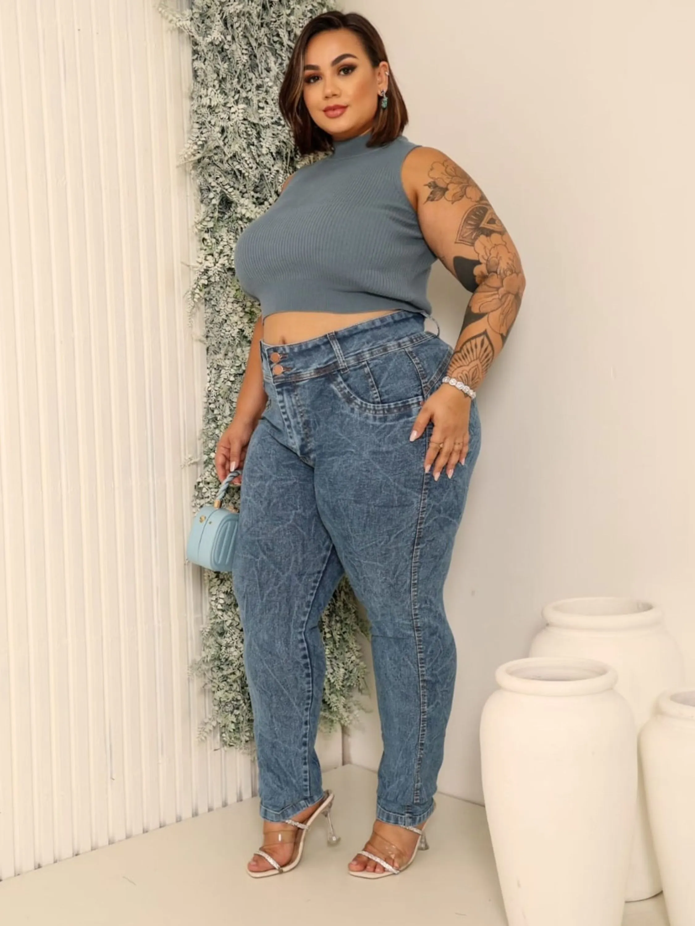 Calça Jeans Feminina Plussize com Lycra 46 ao 54