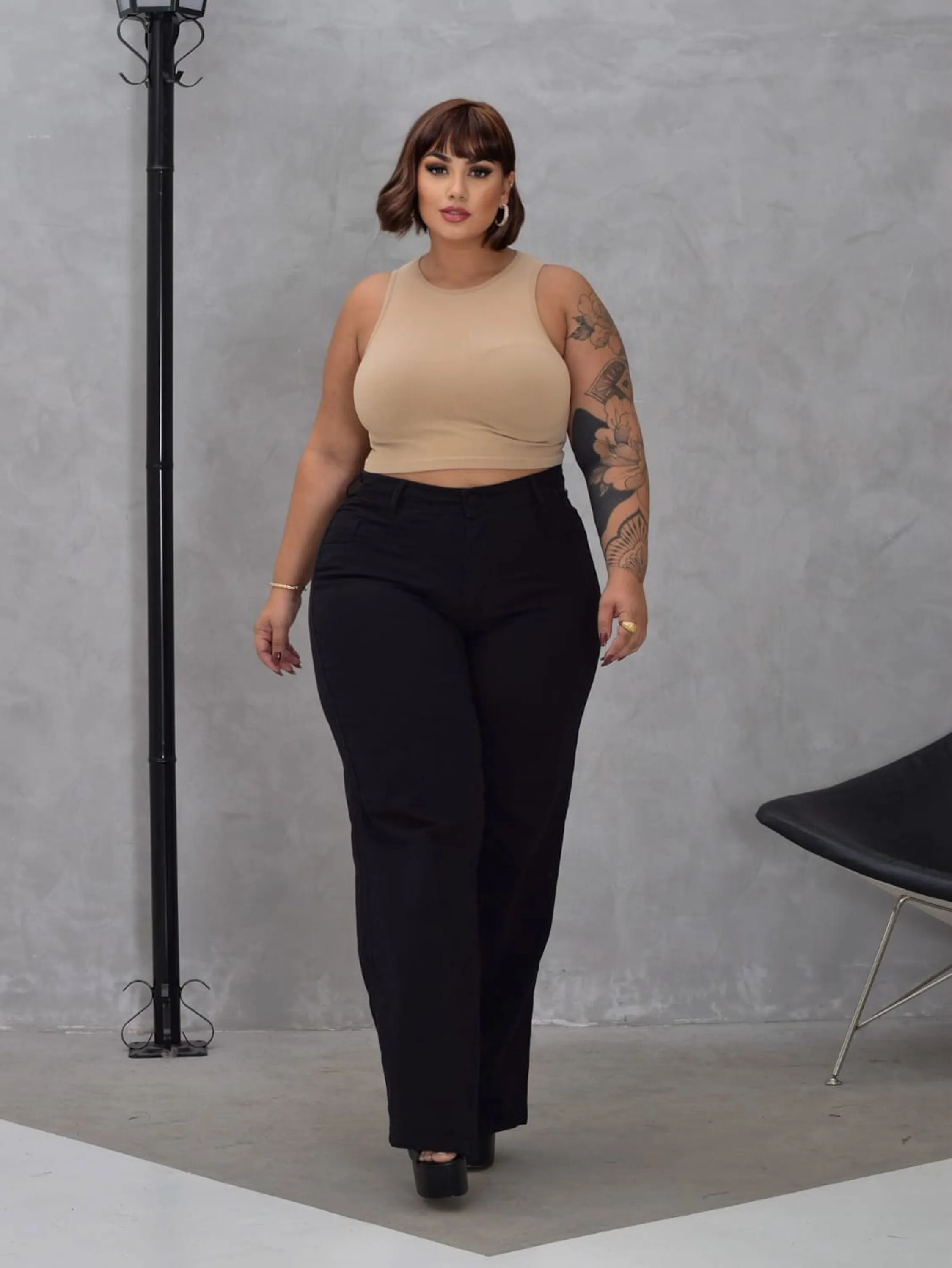 Calça wide leg pantalona Plus Size 46 ao 54