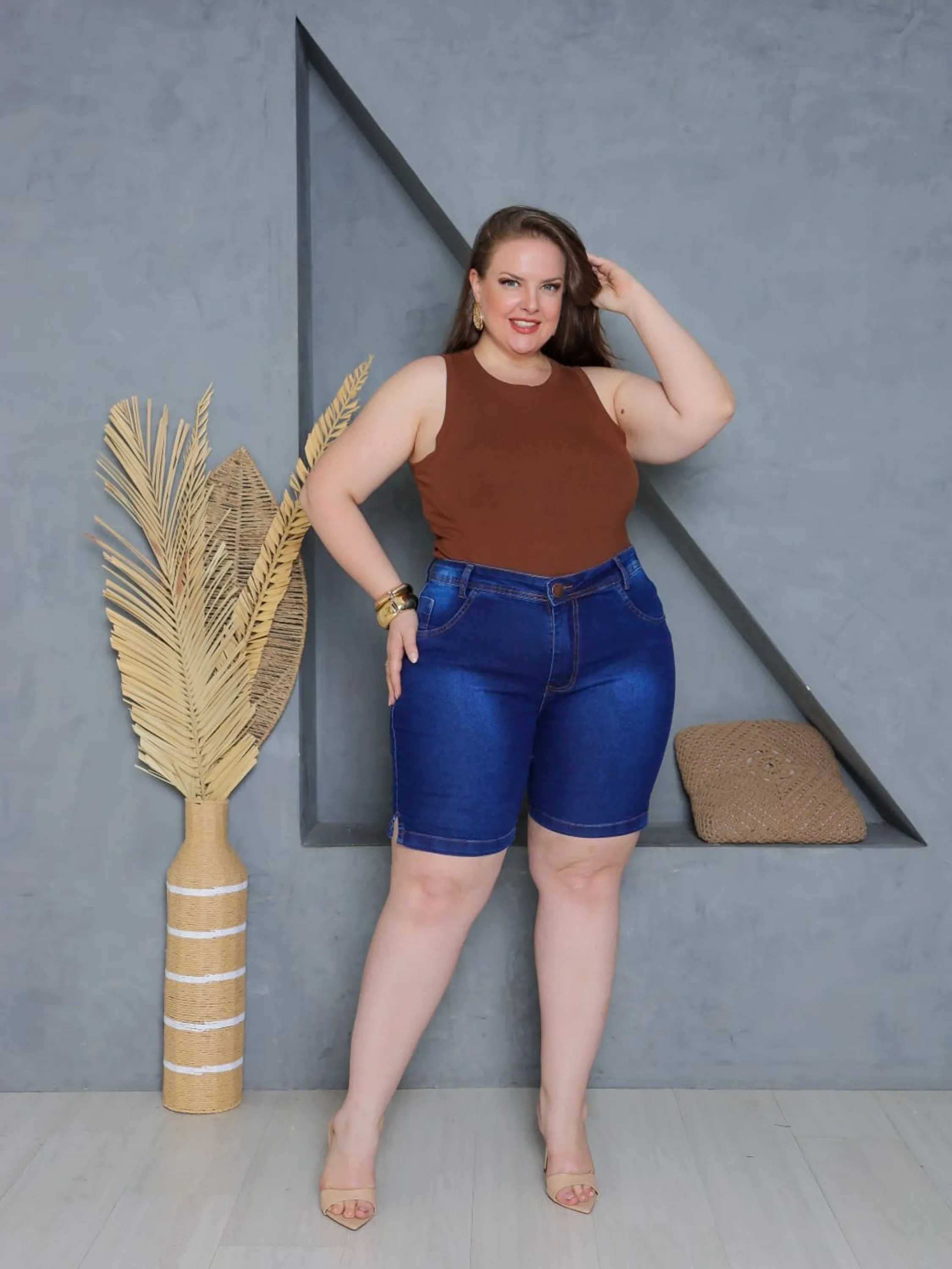 Ciclista Jeans Plus Size com Lycra