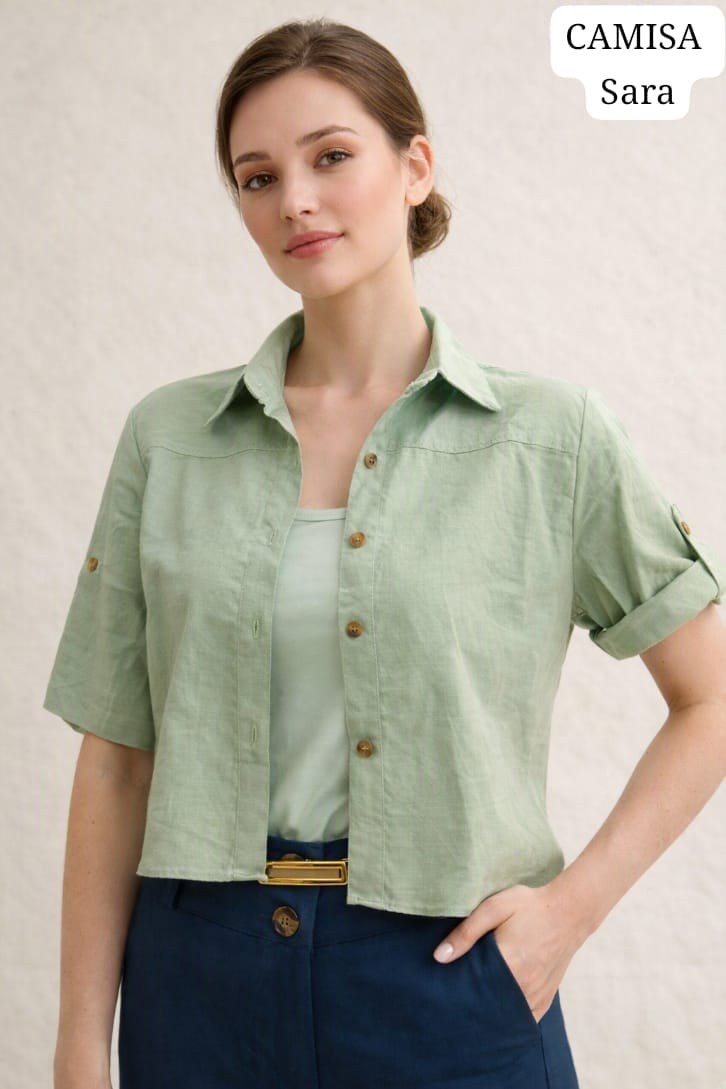 camisa linho elastano premium social