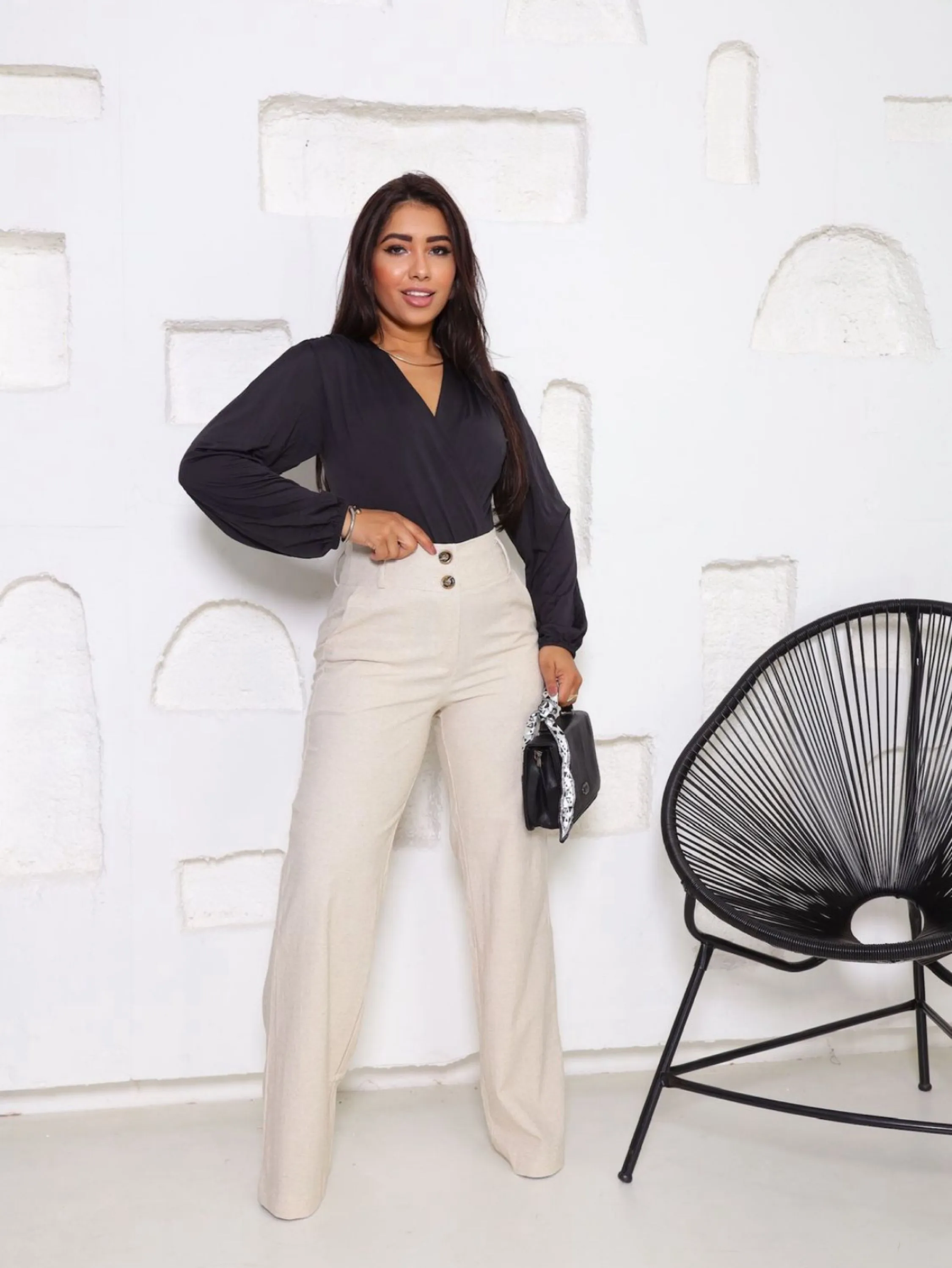 Calça Pantalona Comprido Elastano Linho Premium
