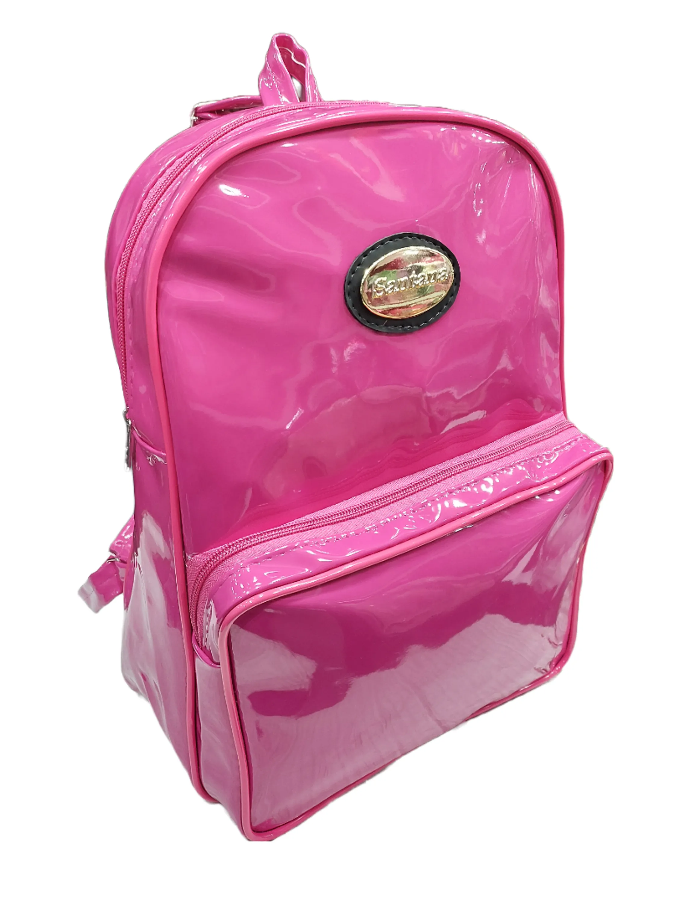 Mochila feminina em verniz pink