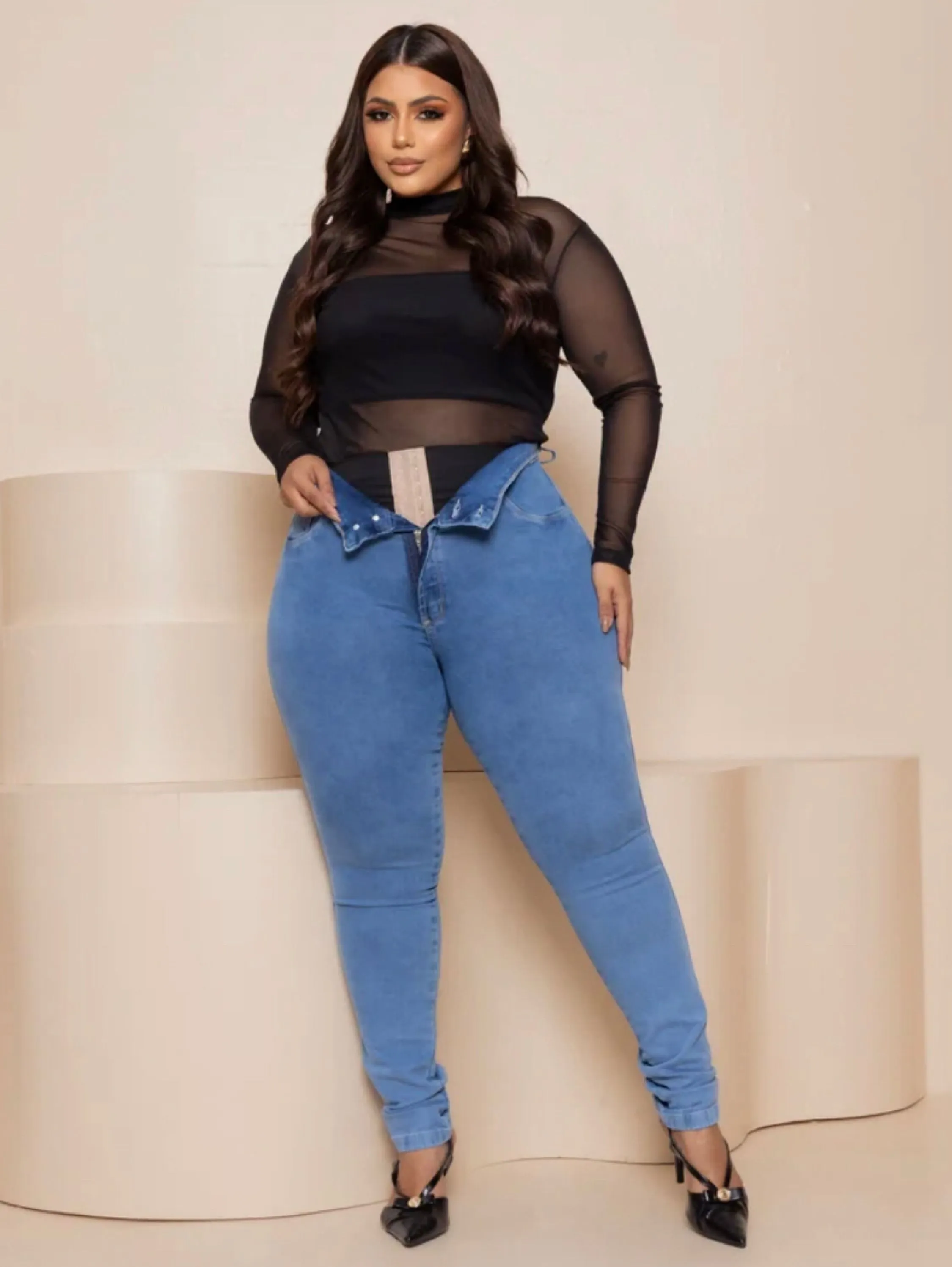 Calça super lipo dois botões cintura alta premium
