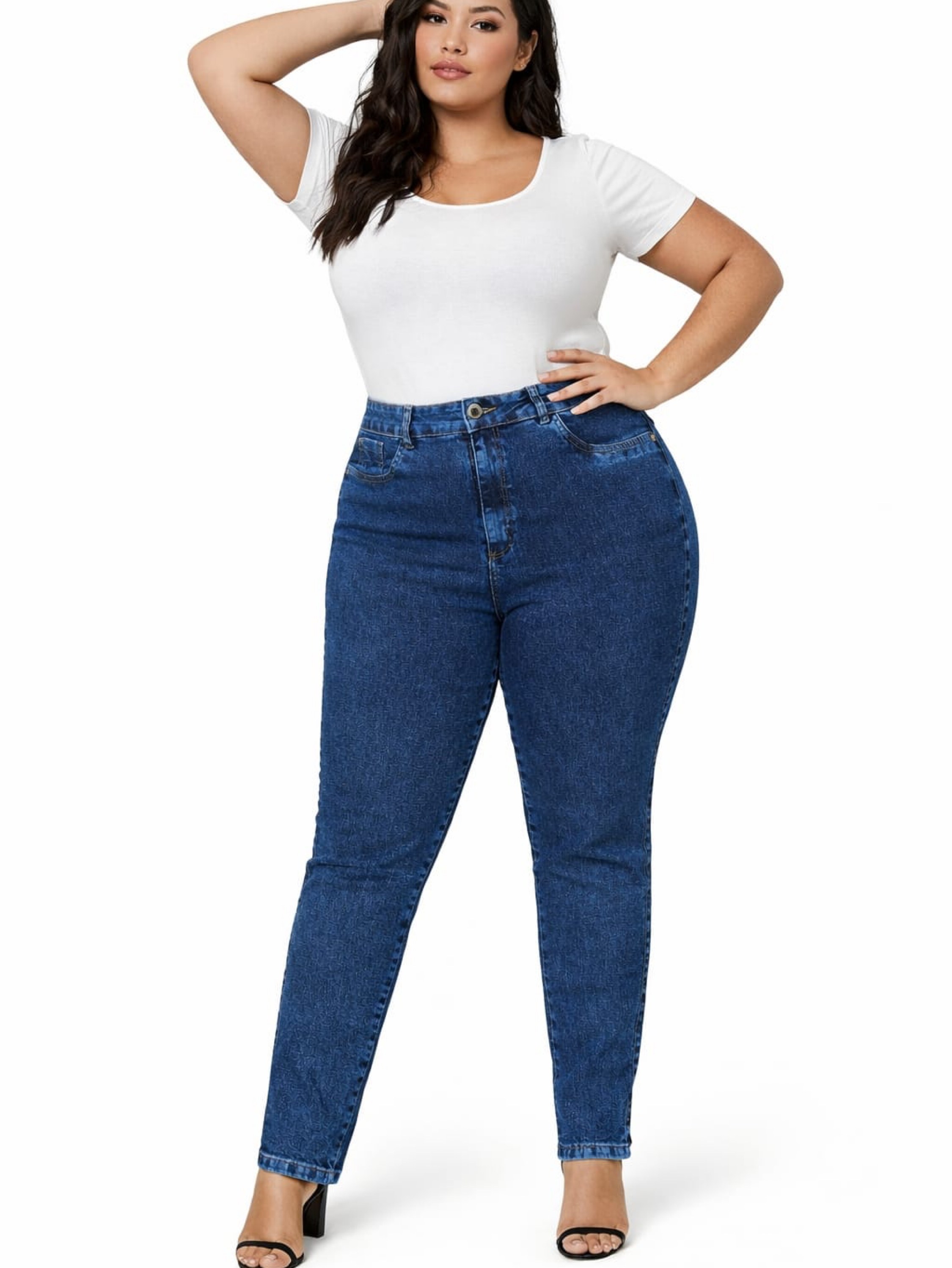 Calça jeans Skinny com elastano Plus size