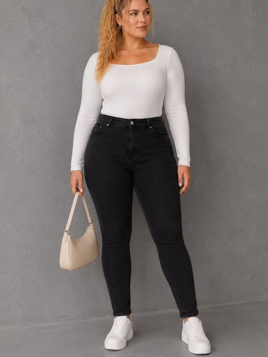 Calça jeans skinny Plus size grafite escuro
