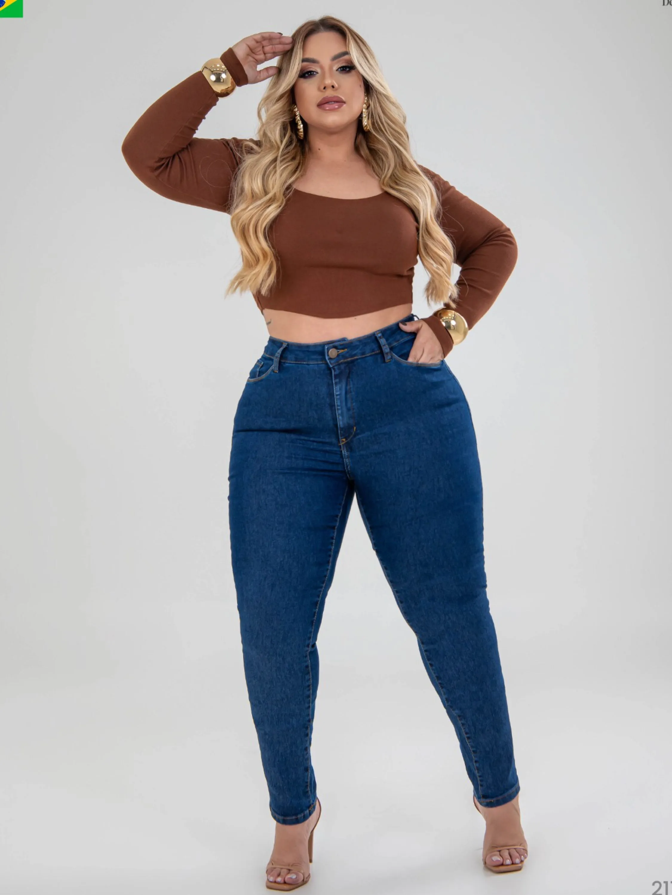 Calça jeans Skinny com elastano Plus size